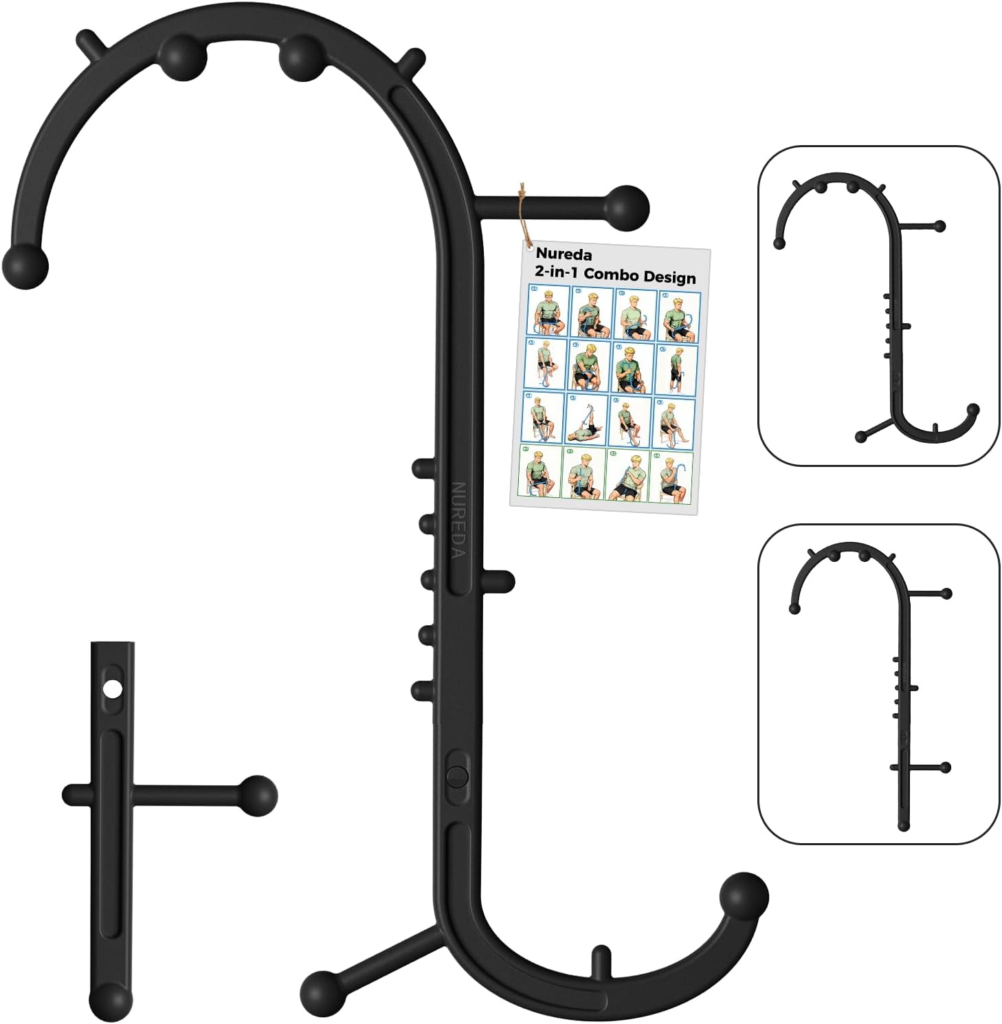 2-in-1 Detachable Trigger Point Massage Tool, Quick-Disassembly Design Massage Hook for Back, Neck & Shoulder Pain Relief, Pressure Point Massage Tool for Muscle Recovery (Convertible Hook)