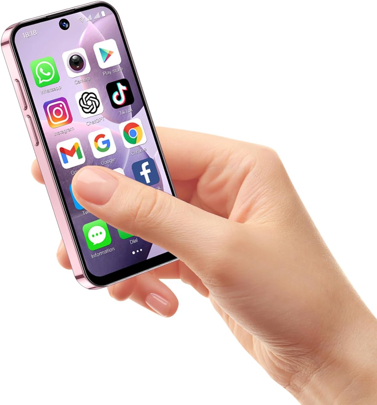 3G Mini Phone Unlocked, Dual – SIM, Face Unlock, 3.88 – inch HD Screen, Cute and Portable Backup Phone, Small Smartphone for Children and Students (Pink-3G)