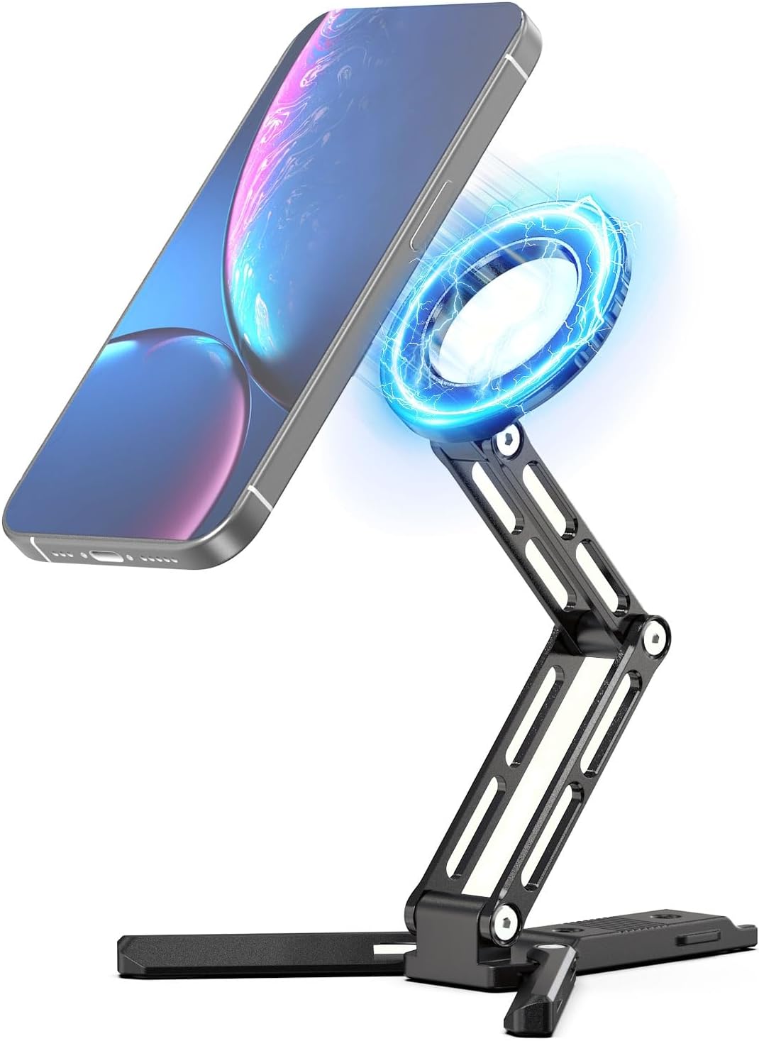 CAMBOFOTO Magnetic Phone Tripod Stand for iPhone, Aluminum Strong Magnetic Pocket Cell Phone Stand, Arca-Swiss Compatible with iPhone 17 16 15 14 13 12 Series/Android (Light Black)