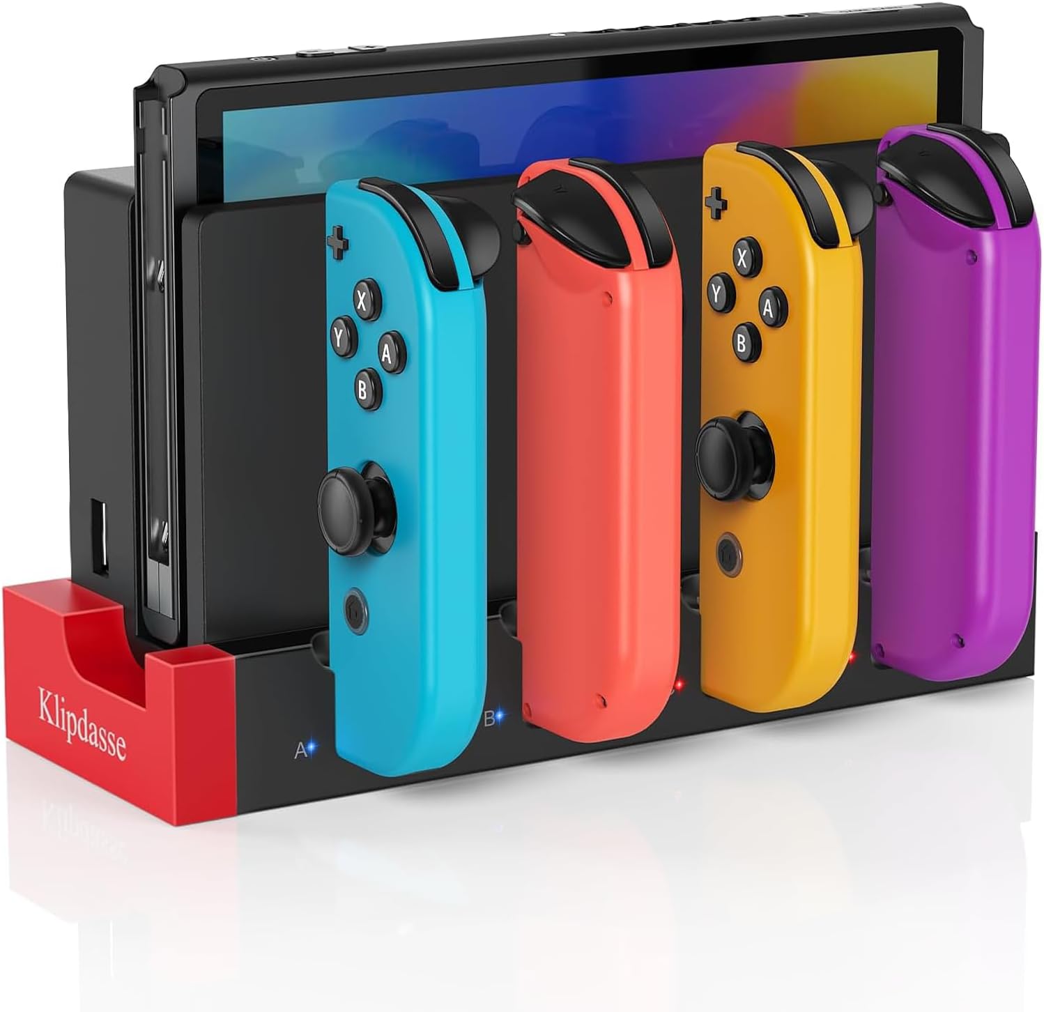 Charging Dock Compatible with Nintendo Switch & OLED Model Joycons, Joycon Controller Charger Dock Station for Charges up to 4pcs Joypad, Charging Stand Station for Nintendo Switch/OLED Model