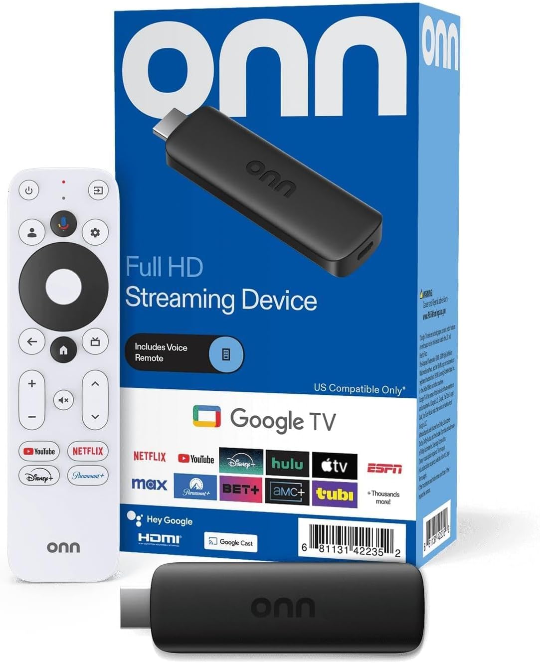 IT’S BRAZILIAN onn Full HD Streaming Device, Google TV – Fast Streaming, 8GB Storage, 1.5GB RAM, Remote with Voice Control