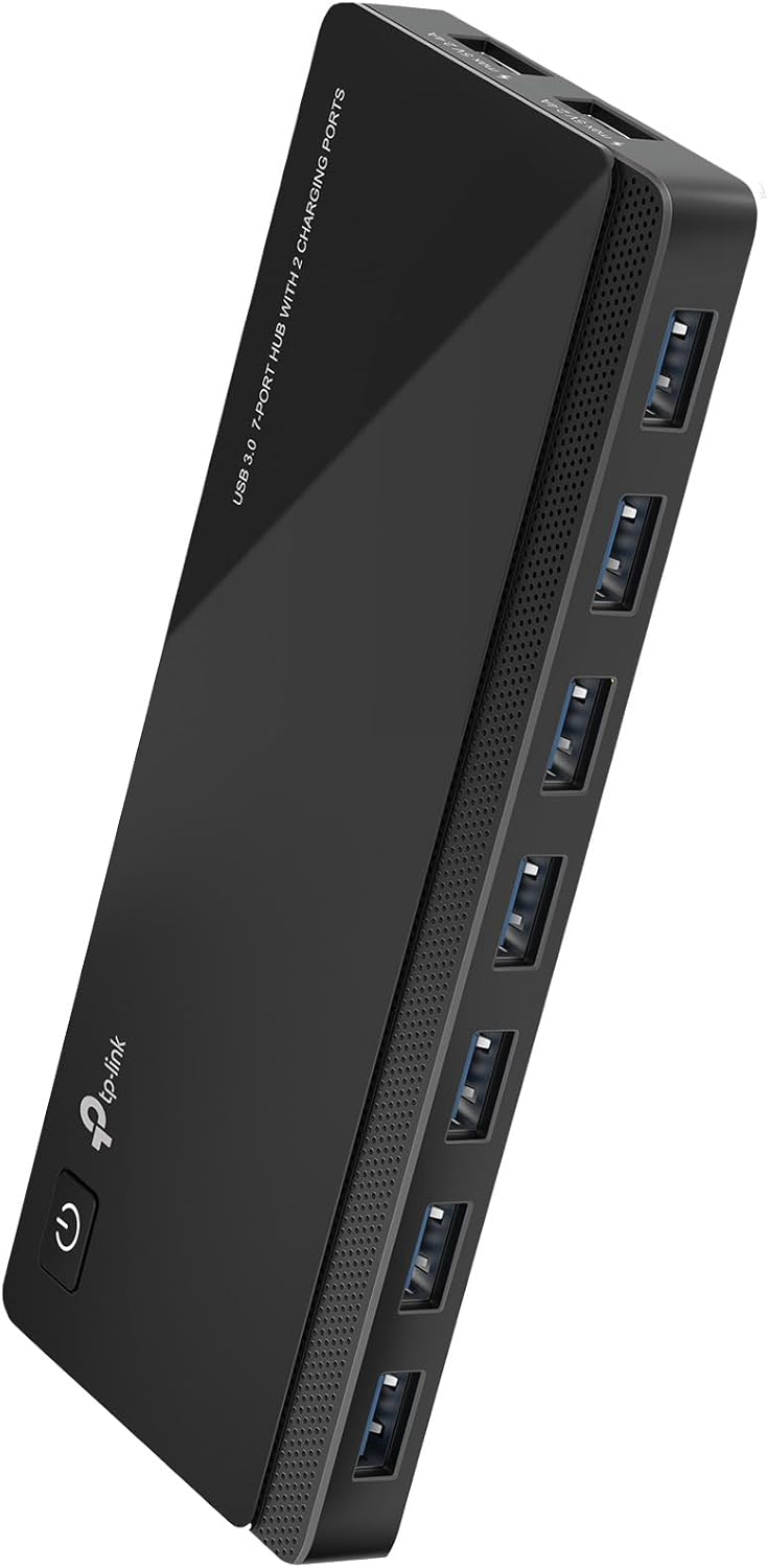 TP-Link Powered USB Hub 3.0 with 7 USB 3.0 Data Ports and 2 Smart Charging USB Ports. Compatible with Windows, Mac, Chrome & Linux OS, with Power On/Off Button, 12V/4A Power Adapter(UH720)