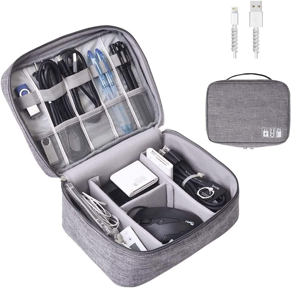 OrgaWise Electronics Organizer, Electronic Accessories Bag Travel Cable Organizer Three-Layer for iPad Mini, Kindle, Hard Drives, Cables, Chargers