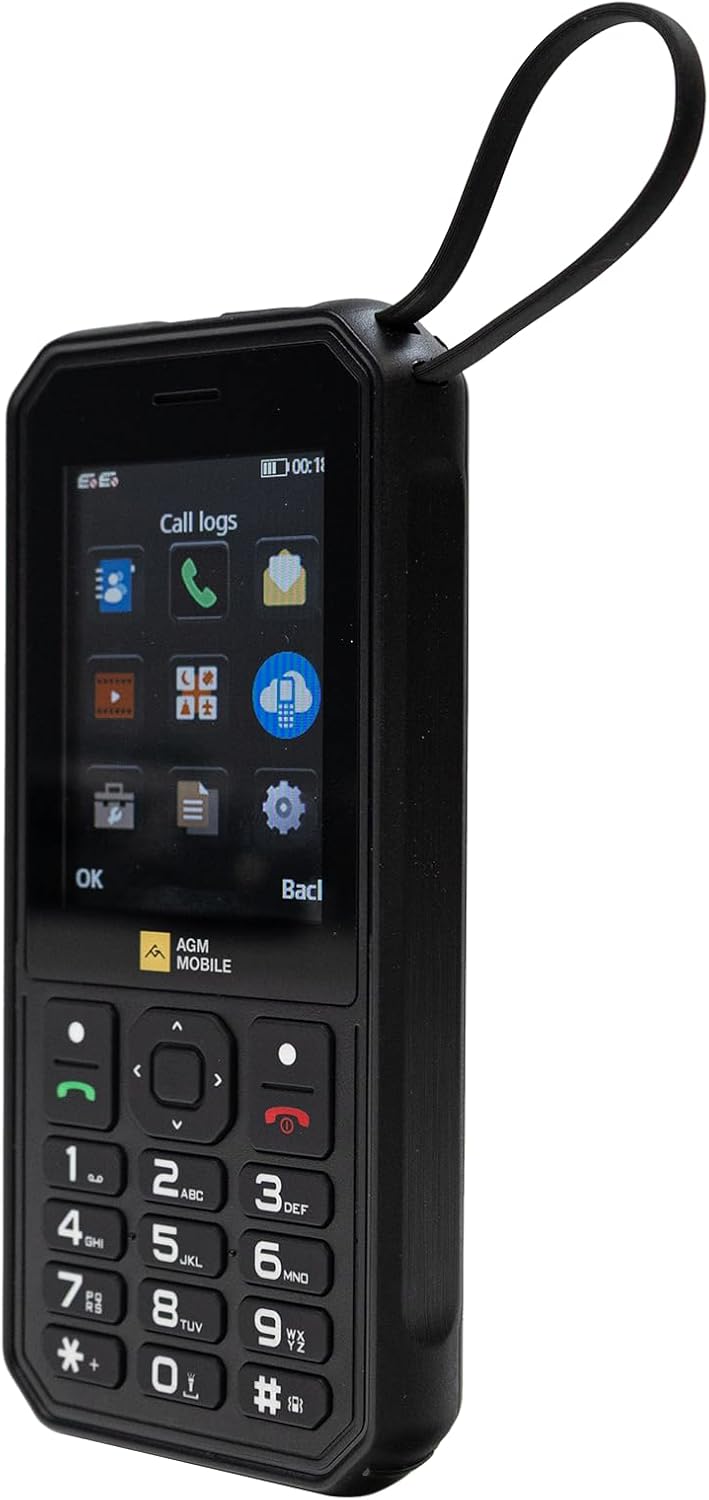 AGM Rugged Feature Phone with Cloud Apps, 4G Dual SIMs T-Mobile, 4000mAh for 7+ Days of Typical Use/D2D Charging/Mobile Hotspot, IP68 & IP69K, Built-in Lanyard Charging Cable/Flashlight for All Ages
