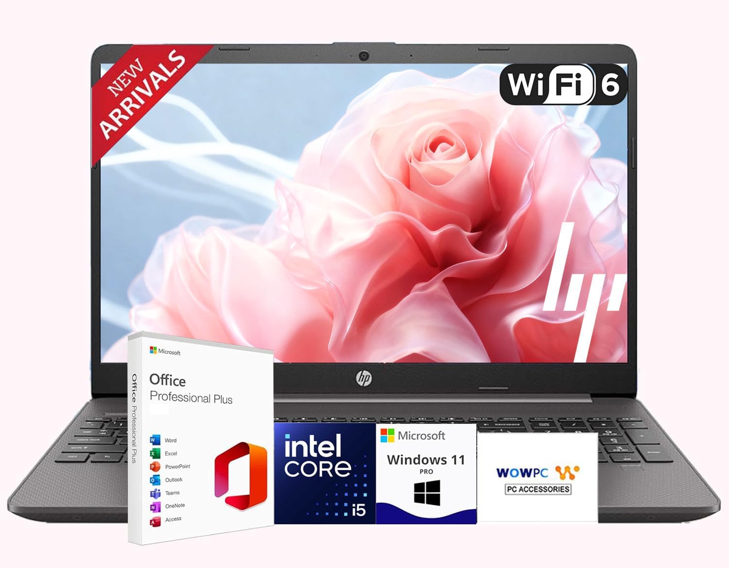 HP Latest 15.6″ FHD Laptop with Microsoft Office, Intel Core i5-1335U Processor(Beat 12th i7), Wi-Fi 6, Copilot AI, 12GB RAM | 256GB PCIe SSD, Win11 Pro, for Work&Study, w/WOWPC Recovery USB