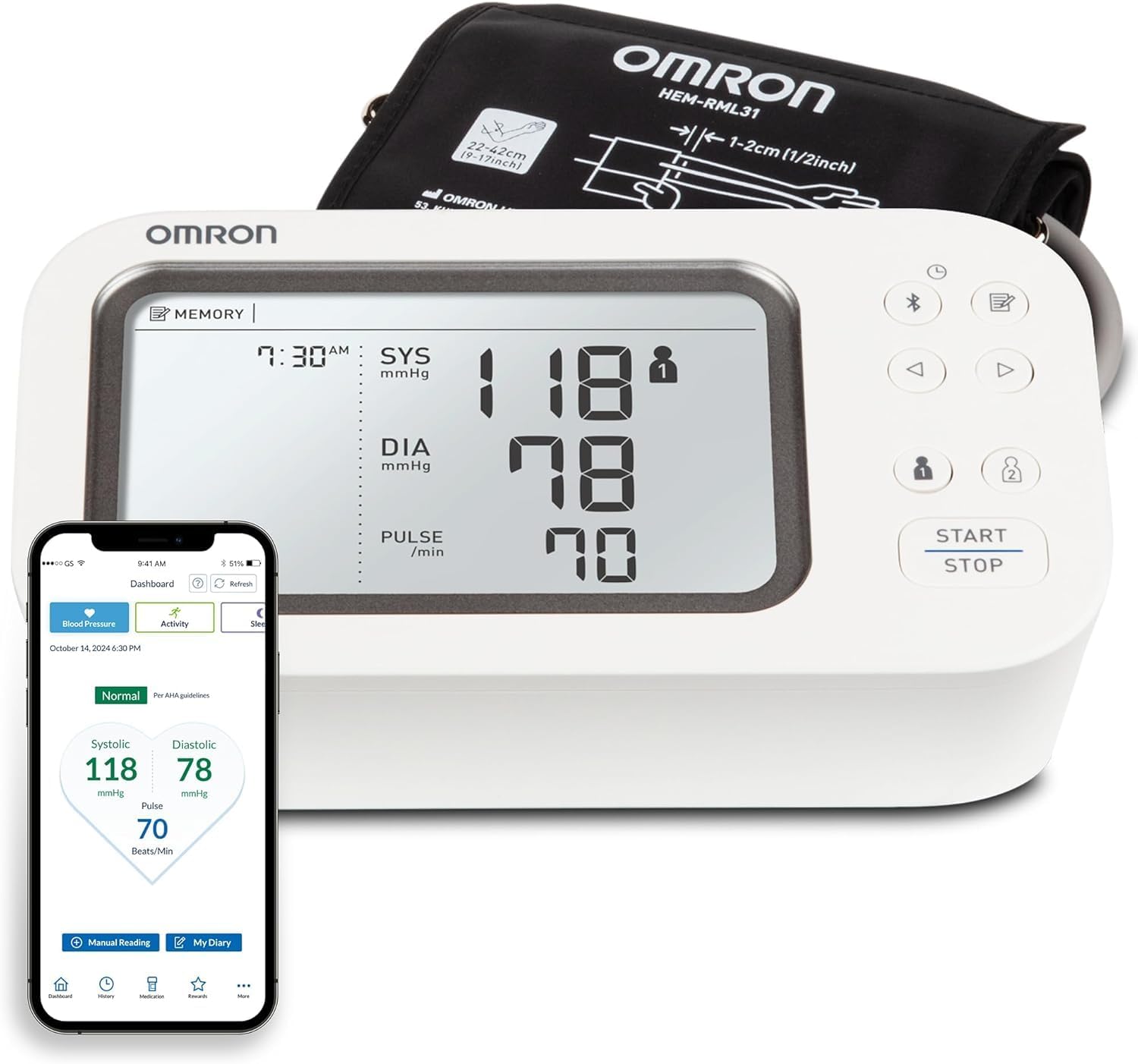 OMRON Gold Blood Pressure Monitor for Home Use & Upper Arm Blood Pressure Cuff – #1 Doctor & Pharmacist Recommended Brand – Clinically Validated – AFib Detection – Connect App