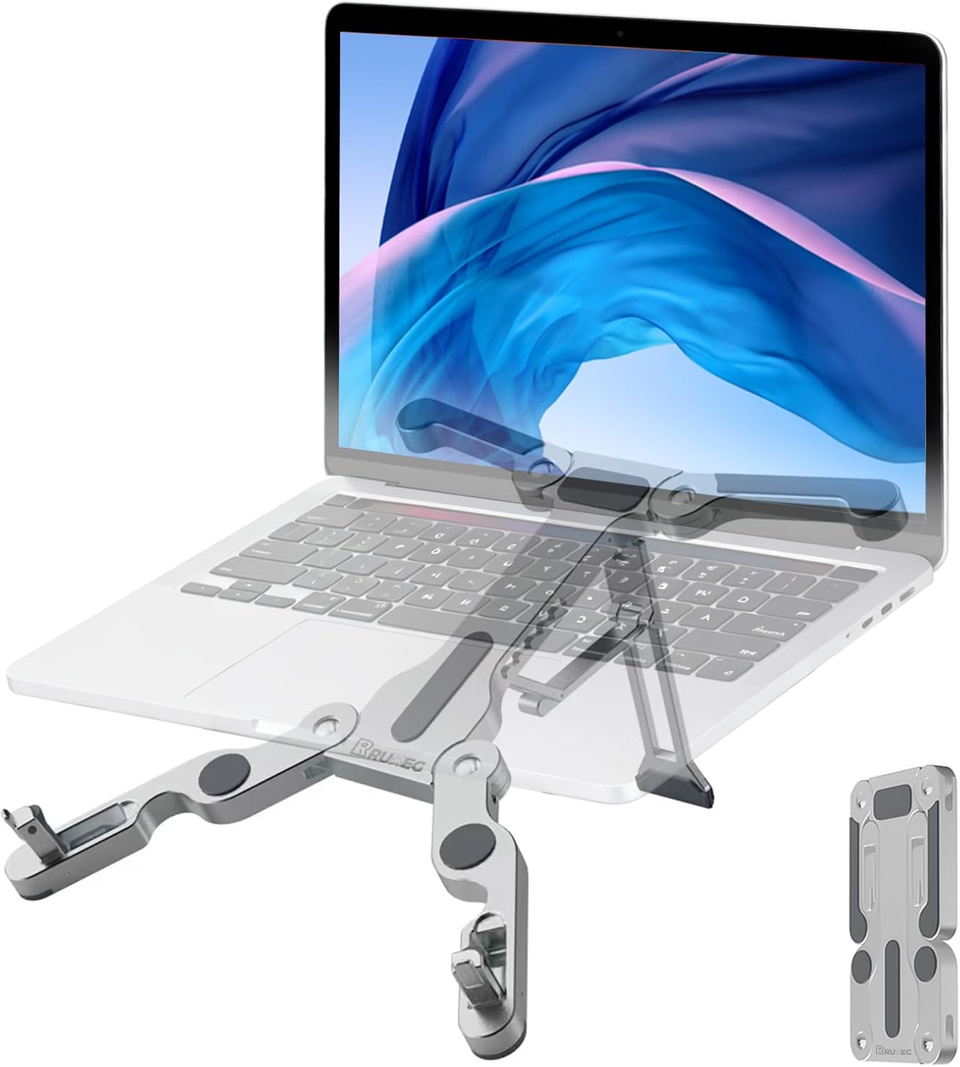 Laptop Stand for Desk, Ergonomic Portable Laptop Stand, Riser Holder Notebook Stands, Foldable Aluminum Computer Stand with Air, Pro, More 10-16” Laptops, Tablets, Phone
