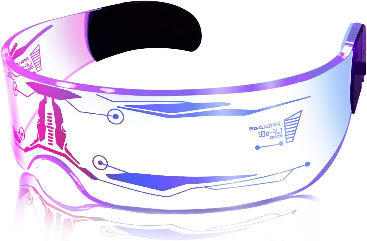 Rave Glasses Outfits for Women Men LED Light up Glasses Cool Gadgets 5Model 7Color, Halloween Cosplay Party Bar