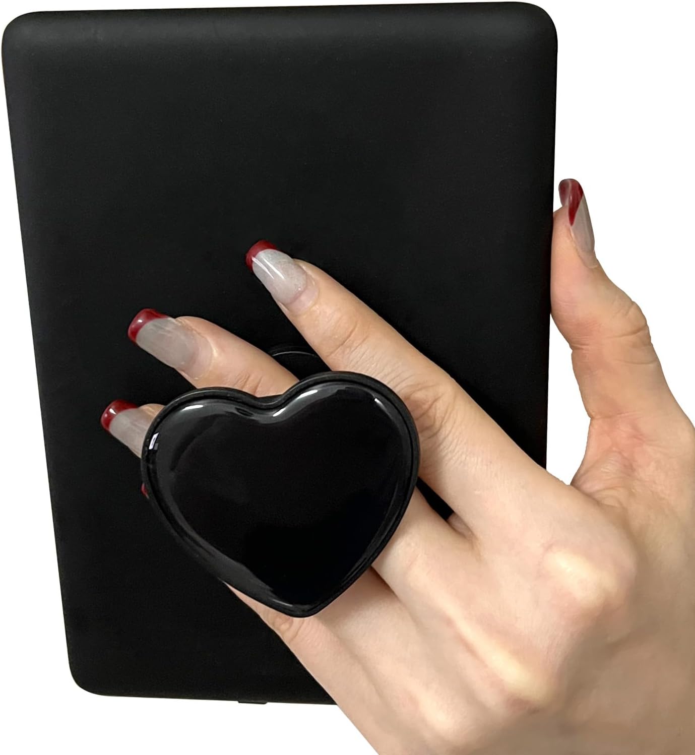 Cute Heart Expandable Collapsible Grip Stand Holder for Kindle eReaders iPhone and Smartphone(Black)