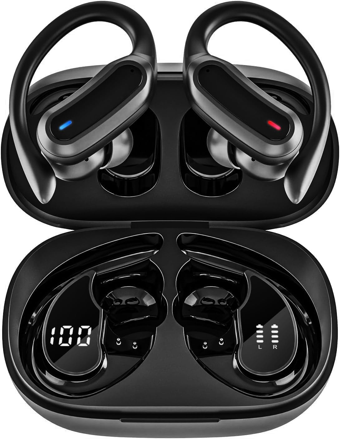 Wireless Earbuds, Bluetooth 5.4 Headphones, True Wireless Stereo Sound Earphones with Noise Cancelling Mic, Fast Charging, IPX7 Waterproof, Comfort Fit Ear Buds for Sports/Workouts/Travel (Deep Black)