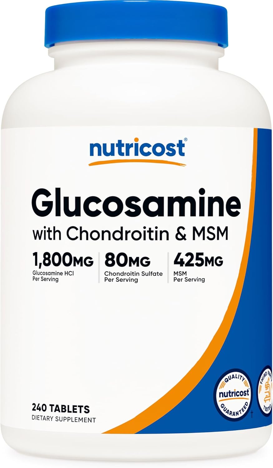Nutricost Glucosamine 1800mg with Chondroitin & MSM, 240 Tablets, 120 Servings – Non-GMO, Gluten Free