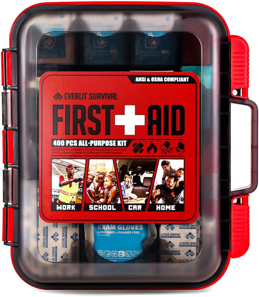 EVERLIT 400 Pcs OSHA/ANSI Compliant First Aid Kit Type III Class A Medical Kit Professional Med Kit Supplies for Contractors, Warehouse, Office, School, Home, Disaster, Car, Business, Restaurant