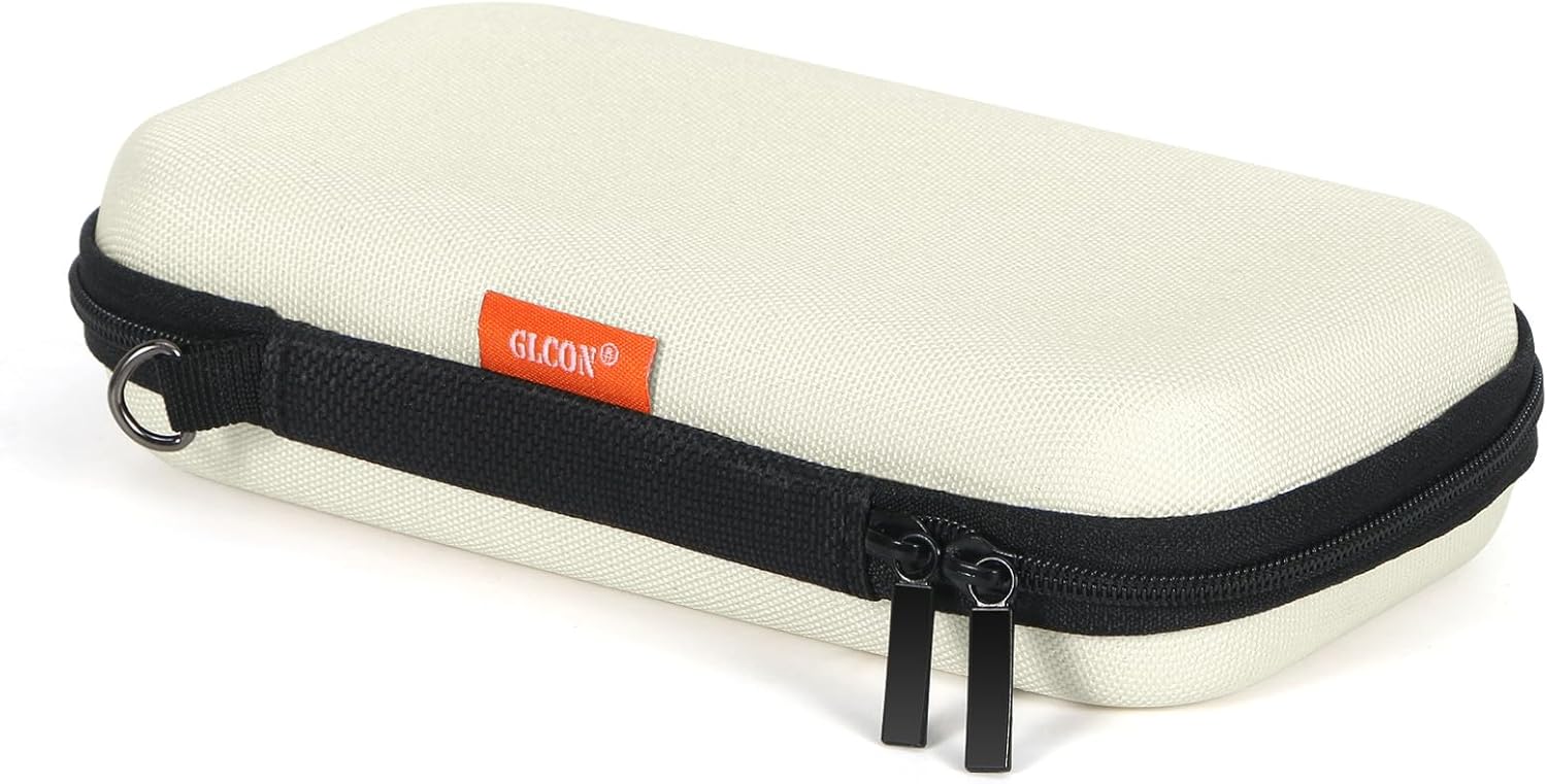 GLCON Off White Small Travel Electronic Organizer Case – Universal Hard Carrying Case Portable Storage Pouch Bag for Tech Accessories, Cable, Cord, MP3 Players, Card, Car Key Cash, SD Card