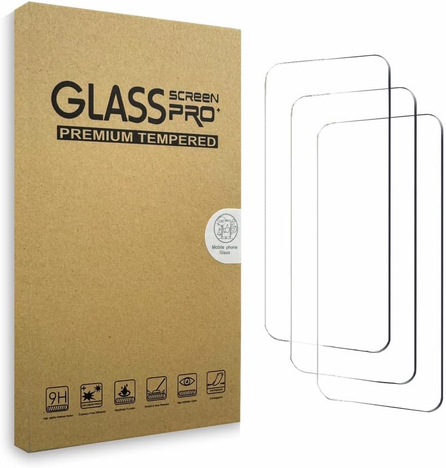 Glass Screen Pro Premium Tempered Glass Screen Protector, 9H Hardness for 17 Pro Max, Anti-Scratch, Drop-Tested, 3-Pack