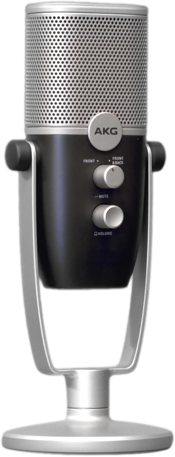 AKG Pro Audio Ara Professional USB-C Condenser Microphone, Dual Pattern Audio Capture Modes for Podcasting, Video Blogging, Gaming and Streaming, Blue & Silver