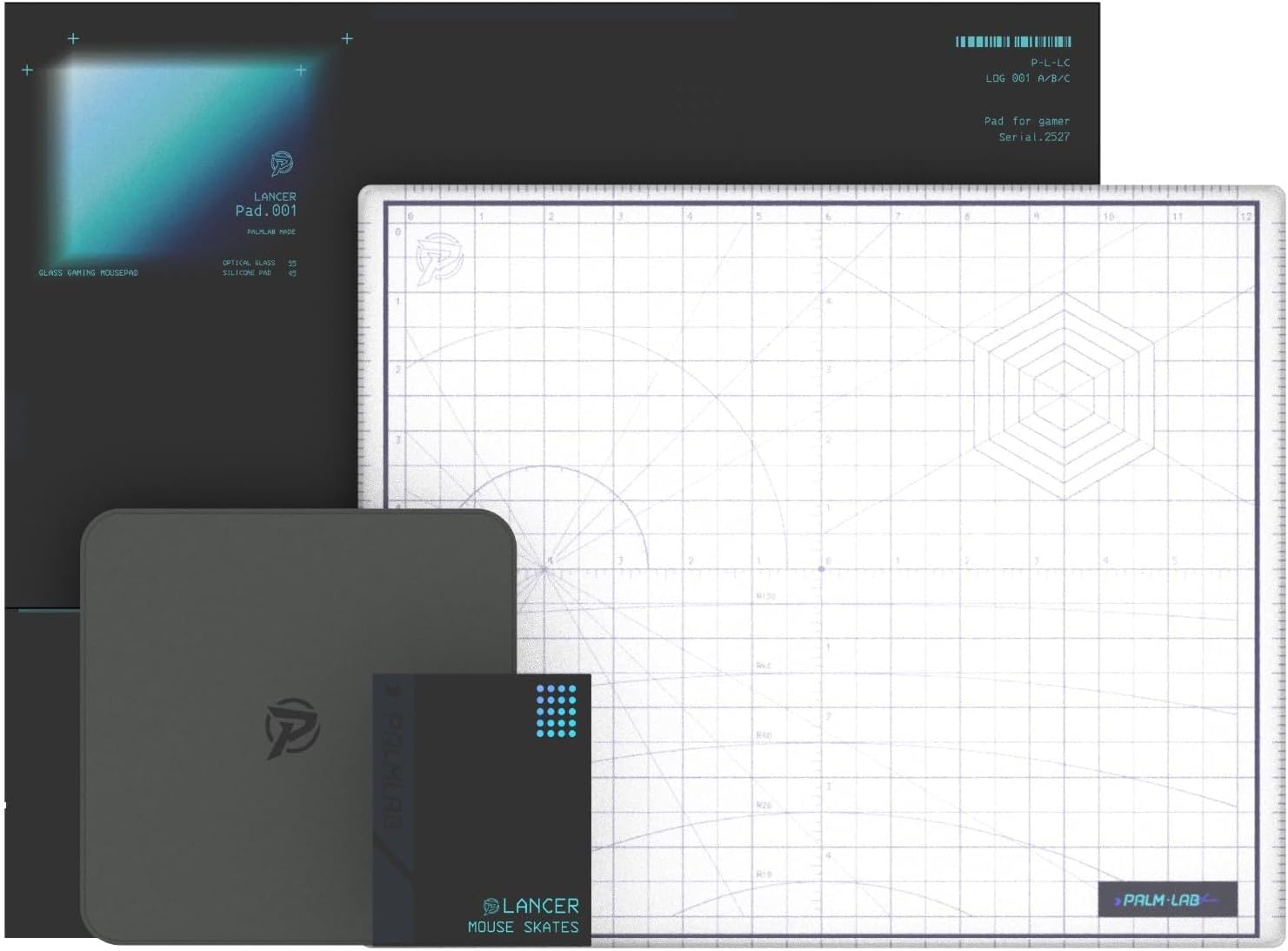 Glass Gaming Mousepad, Lancer Pad.001 Micro-Etched Surface for Precision Control&Speed, Non-Slip Silicone Base, Includes 3 Types of Mouse Skates & Microfiber Cloth,13.4x11in – Prototype White