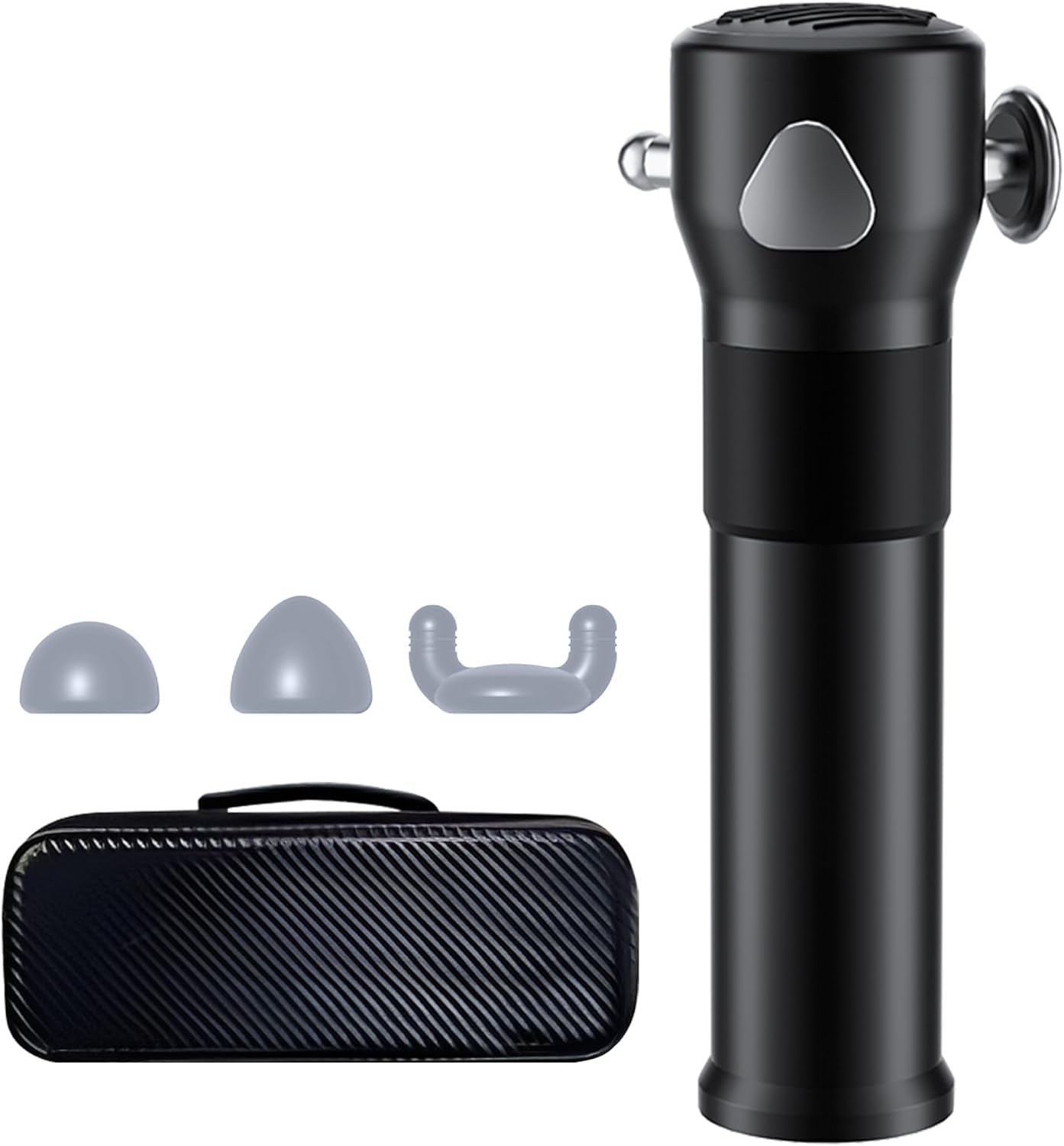 Oley Deep Tissue Vibrating Muscle Massage Gun, Handheld Electric Massager with 3 Speeds and 4 Heads, Massage Tool for Professional Athletes, Home, Office, Gym Gifts for Men, Dad (Obsidian Black)