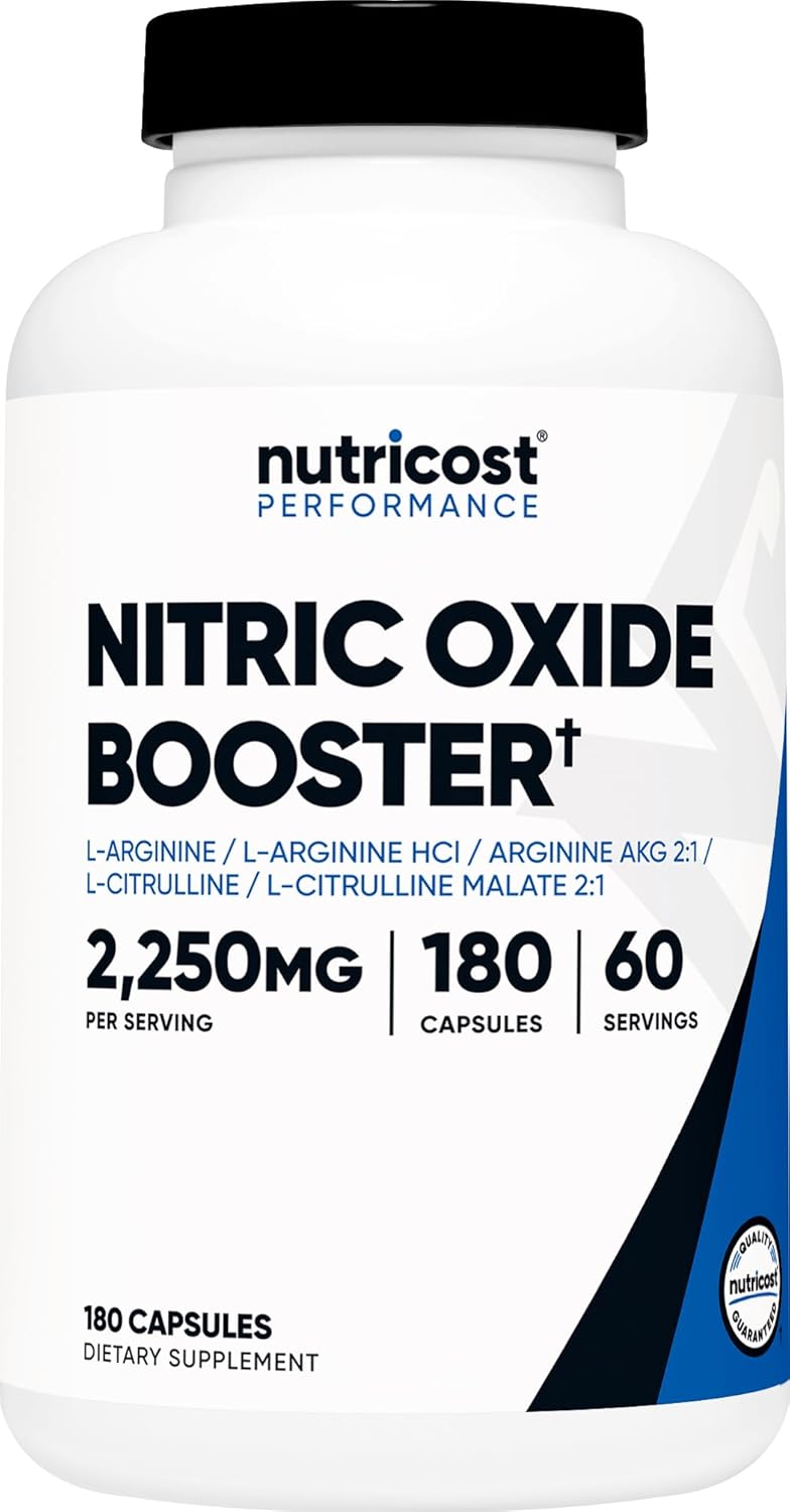 Nutricost Nitric Oxide Booster 2250mg, 180 Capsules – 750mg Per Casule, 60 Servings – Gluten Free and Non-GMO
