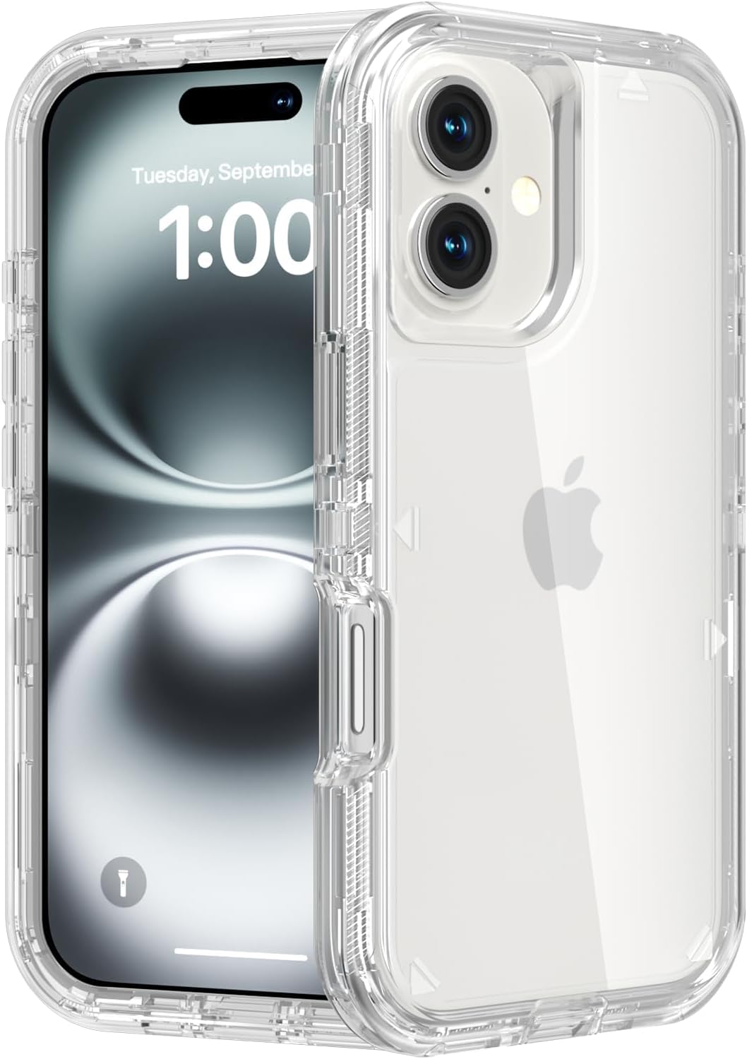 for iPhone 16 Case, Heavy Duty Shockproof Protection Phone Cases, Anti-Drop, Dual Layer Transparent Protective Cover Compatible with iPhone 16, 6.1 inch,Crystal Clear