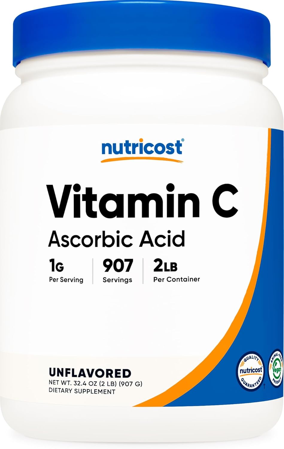 Nutricost Ascorbic Acid Powder (Vitamin C) 2 LBS – Gluten Free, Non-GMO
