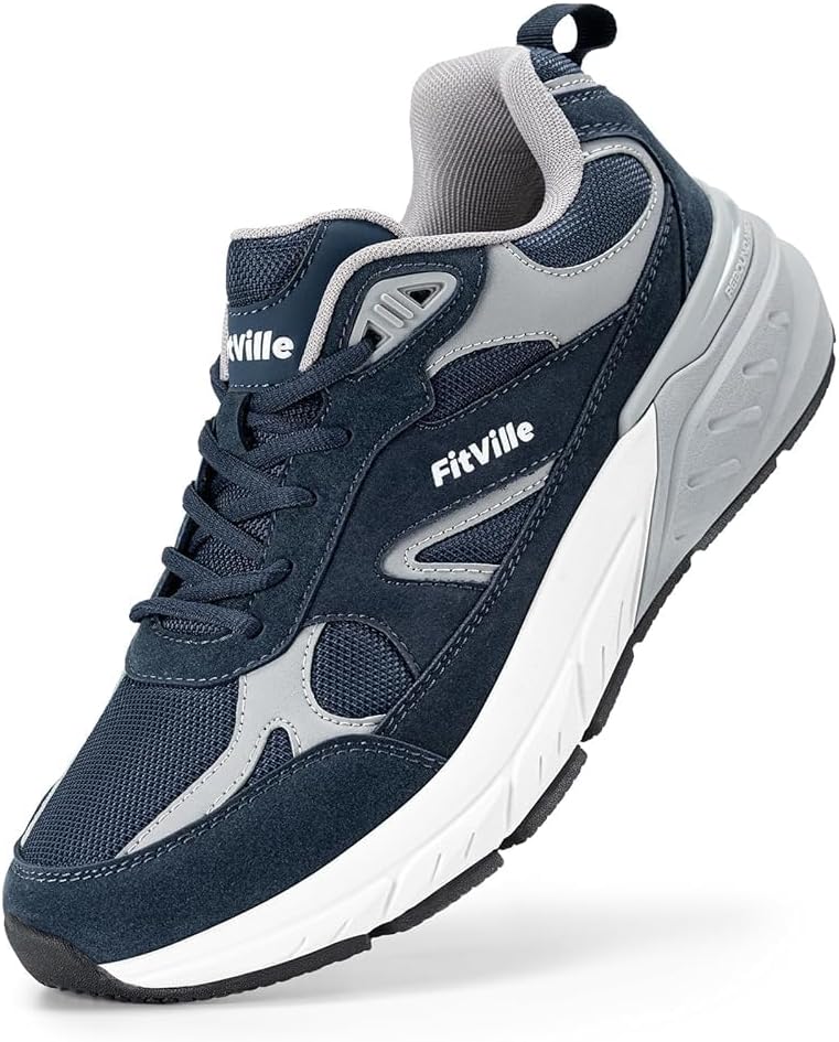 FitVille Wide Walking Shoes for Men Extra Wide Width Sneakers with Arch Support for Flat Feet Heel Pain Relief Plantar Fasciitis – Rebound NEO V1