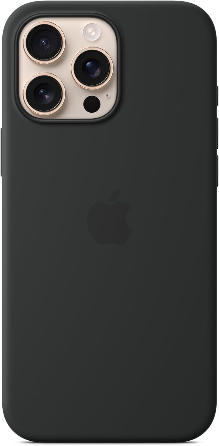 Apple iPhone 16 Pro Max Silicone Case with MagSafe and Camera Control: Lightweight Phone Case, Wireless Charging Compatible, Smooth Matte Finish, Black
