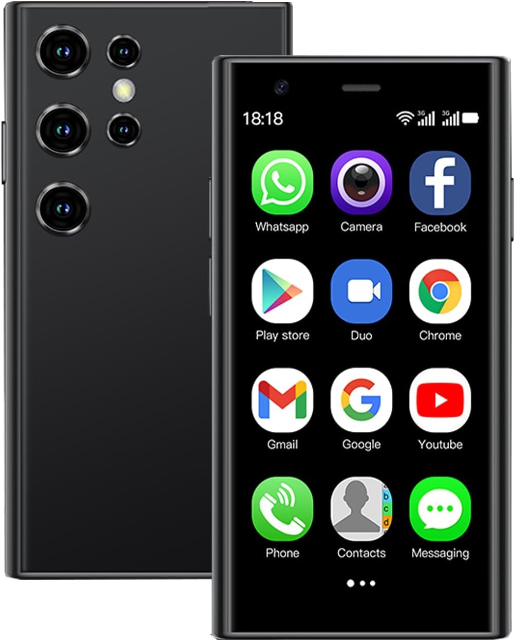 Longben Mini Smartphone Unlocked Cell Phone 3.0 Inch Android 3G Small Mobile Quad Core Small Mobile Phone Dual SIM 2+16GB (Black)