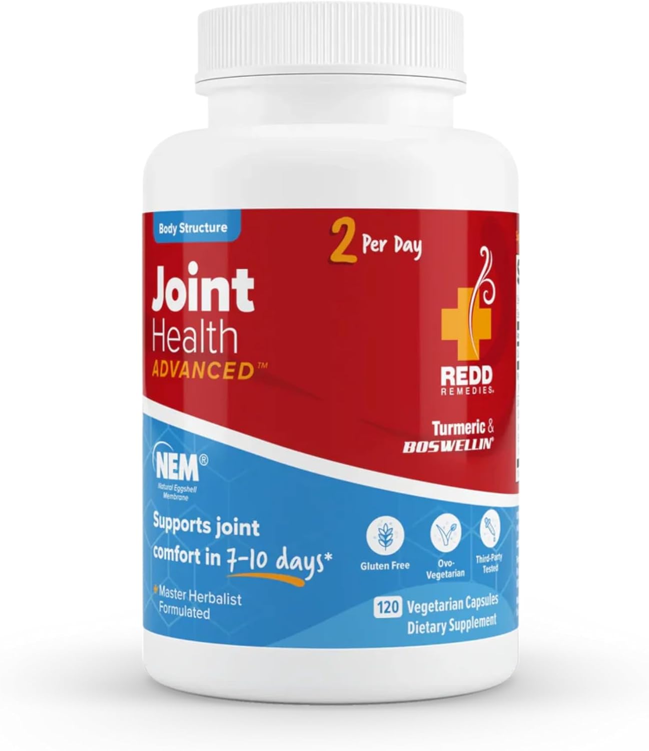 Redd Remedies, Joint Health Advanced, Helps Strengthen Connective Tissue and Cartilage, Fast-Acting Comfort with Boswellia Serrata and Turmeric, 120 Vegetarian Capsules