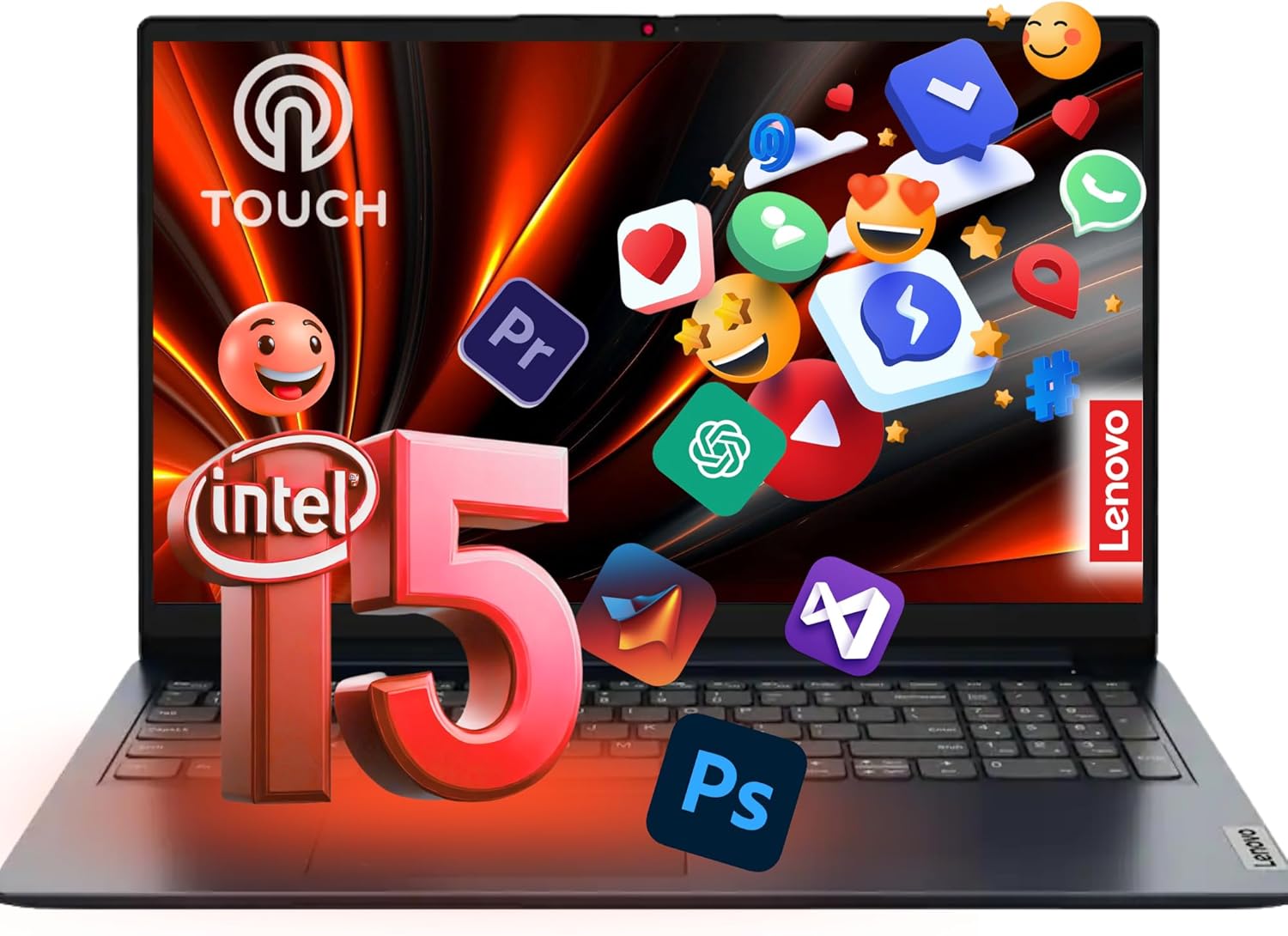 Lenovo IdeaPad Business Laptop with Office 365 for Web – 15.6″ FHD Touchscreen – Intel 10-Core i5 (Outperforms i7-1255U) – 12GB RAM – 1TB Storage (512GB SSD w/ 512GB External) – no Mouse