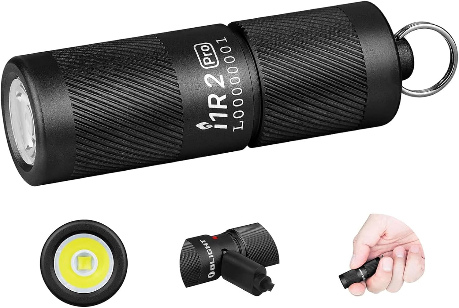 OLIGHT I1R 2 Pro Eos 180 Lumens EDC Rechargeable Keychain Flashlight, Powered by Built-in Rechargeable Battery with Type-C USB Cable, Slim Mini Handheld Light for Everyday Carry (Black)