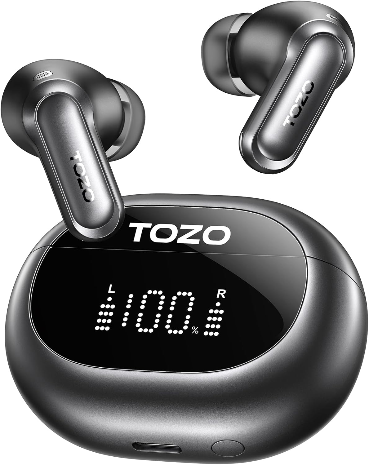 TOZO NC20 Active Noise Cancelling Wireless Earbuds, LDAC Hi-Res Sound Bluetooth Headphones, 6 Mics AI Call Ear Buds 80H Playtime, Dual Pairing, 32 EQ via App, IPX8 Waterproof, Wireless Charging Case