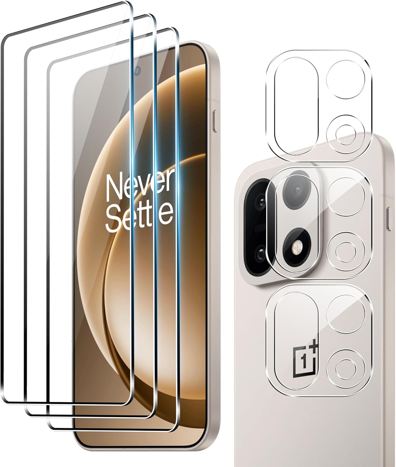 for OnePlus 15 Screen Protector with Camera Lens Protector, 9H Hardness Anti-Scratch Tempered Glass flim, Case Friendly, Anti-Scratch (3+3 PACK)