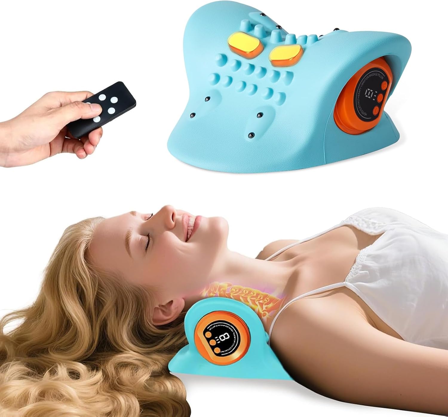 2025 Neck Massager, Cervical Neck Pillow,Multiple Vibration and Heating Modes Effectively Relieve Neck Fatigue, Ideal for Travelers, Office Workers, and Home Users