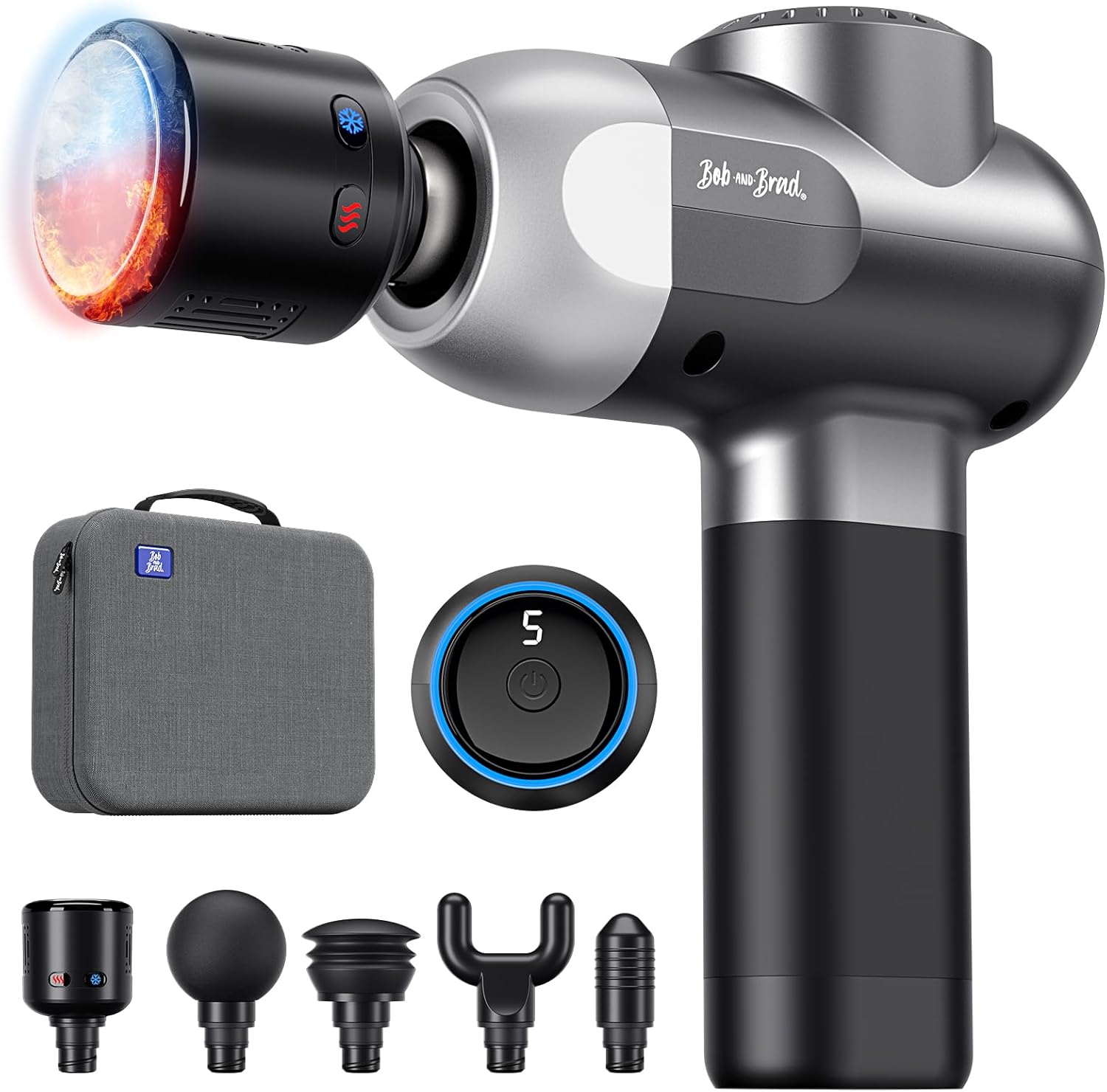 BOB AND BRAD C2 Pro Massage Gun with Heat and Cold Therapy, FSA Eligible & HSA Approved Mini Massager Gun Deep Tissue, Heated Professional Electric Back Massager for Athletes