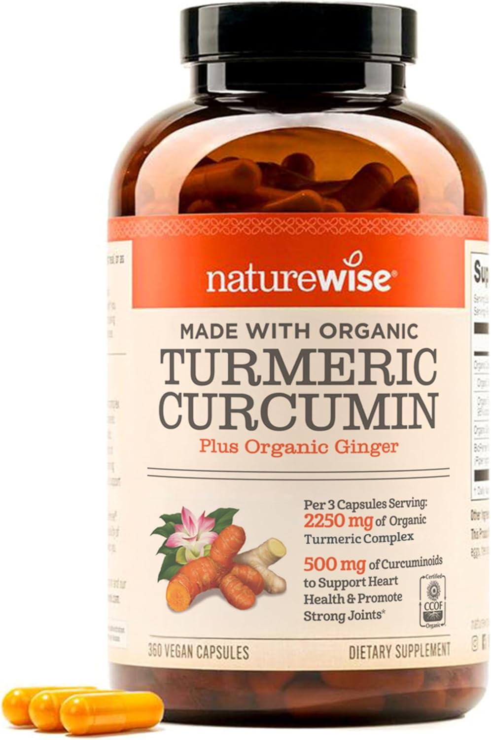 NatureWise Curcumin Turmeric 2250mg – 95% Curcuminoids & BioPerine Black Pepper Extract for Advanced Absorption – Daily Joint and Immune Health Support – Vegan, Non-GMO, 360 Count[120-Day Supply]