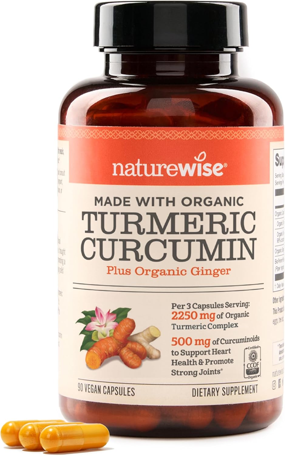 NatureWise Curcumin Turmeric 2250mg – 95% Curcuminoids & BioPerine Black Pepper Extract for Advanced Absorption – Daily Joint and Immune Health Support – Vegan, Non-GMO, 90 Count[30-Day Supply]