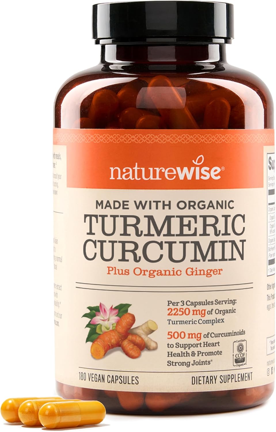 NatureWise Curcumin Turmeric 2250mg – 95% Curcuminoids & BioPerine Black Pepper Extract for Advanced Absorption – Daily Joint and Immune Health Support – Vegan, Non-GMO, 180 Count[60-Day Supply]