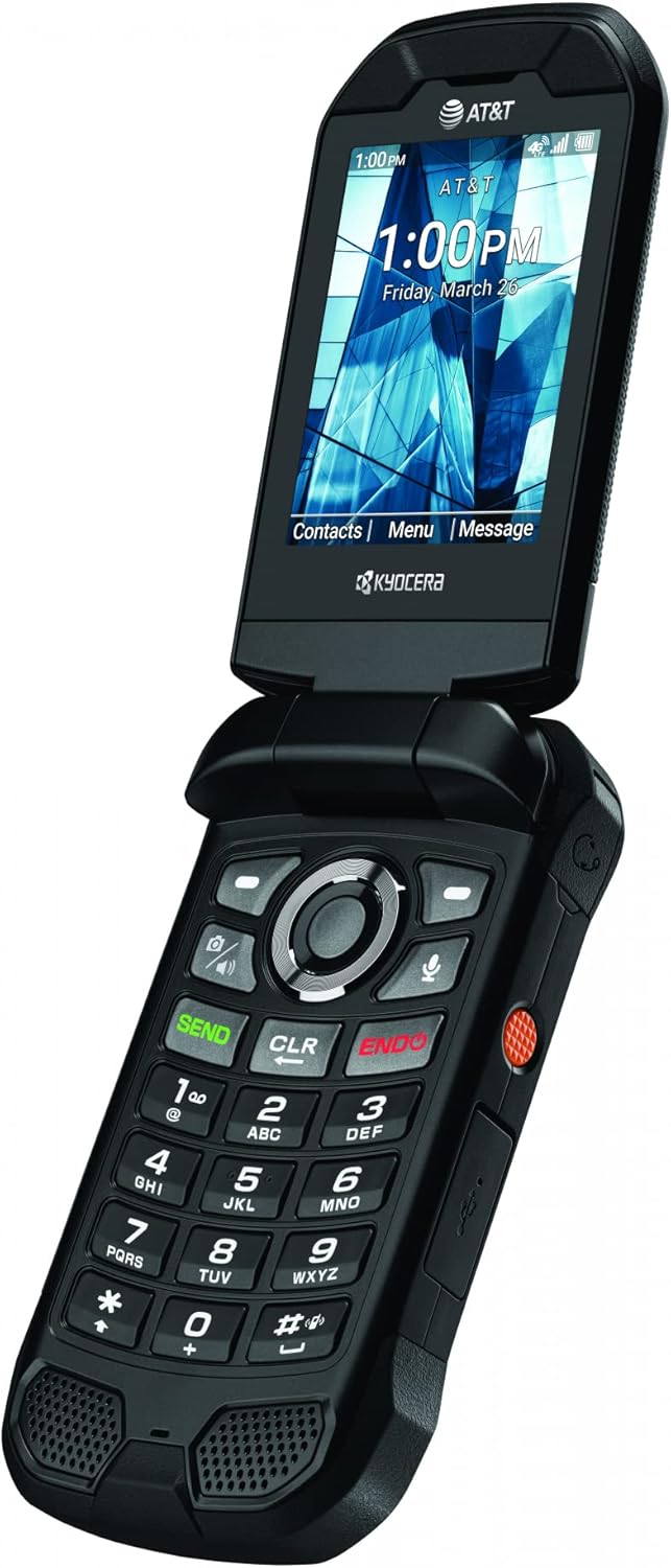 KYOCERA New E4830 DuraXE Epic AT&T/Unlocked/Consumer Cellular/T-Mobile Flip Phone 16GB Rugged 4G LTE Black (2 Year Kyocera Warranty) Kosher NO Verizon