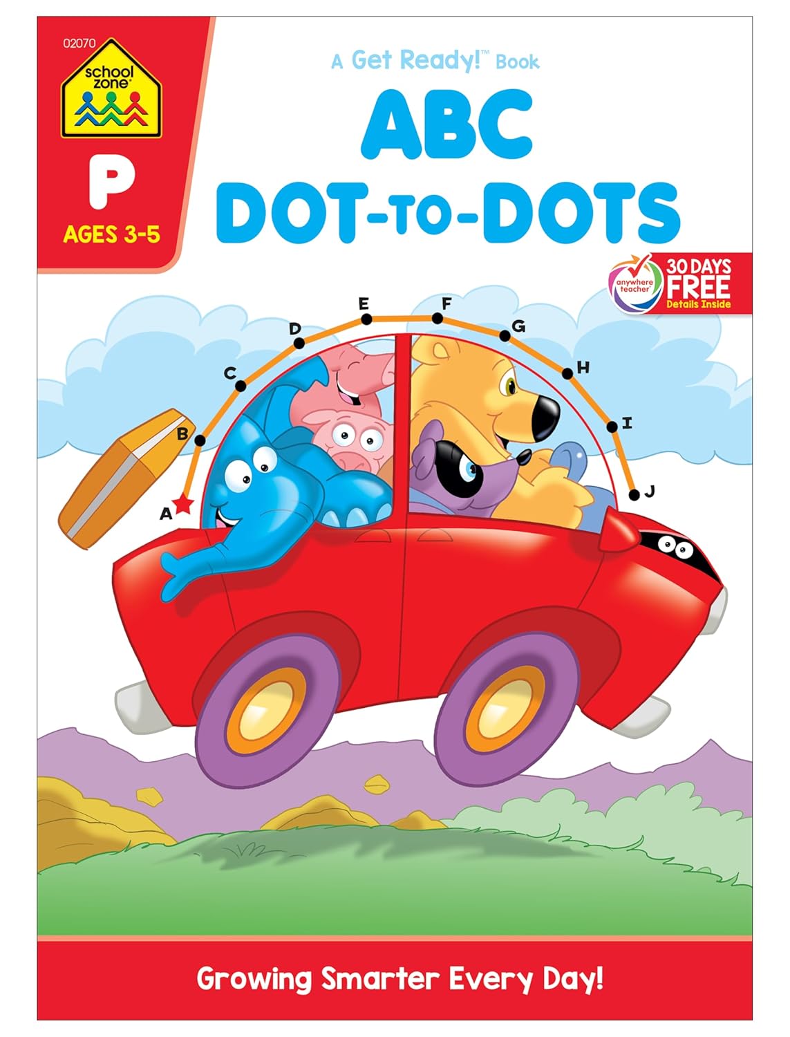 School Zone ABC Dot-to-Dots Workbook: 32 Pages, Preschool, Kindergarten, Learning Activities, Connect the Dots, Alphabet, ABC’s, 123, Counting, Letter Puzzles, Ages 3-5 (Get Ready! Book Series)
