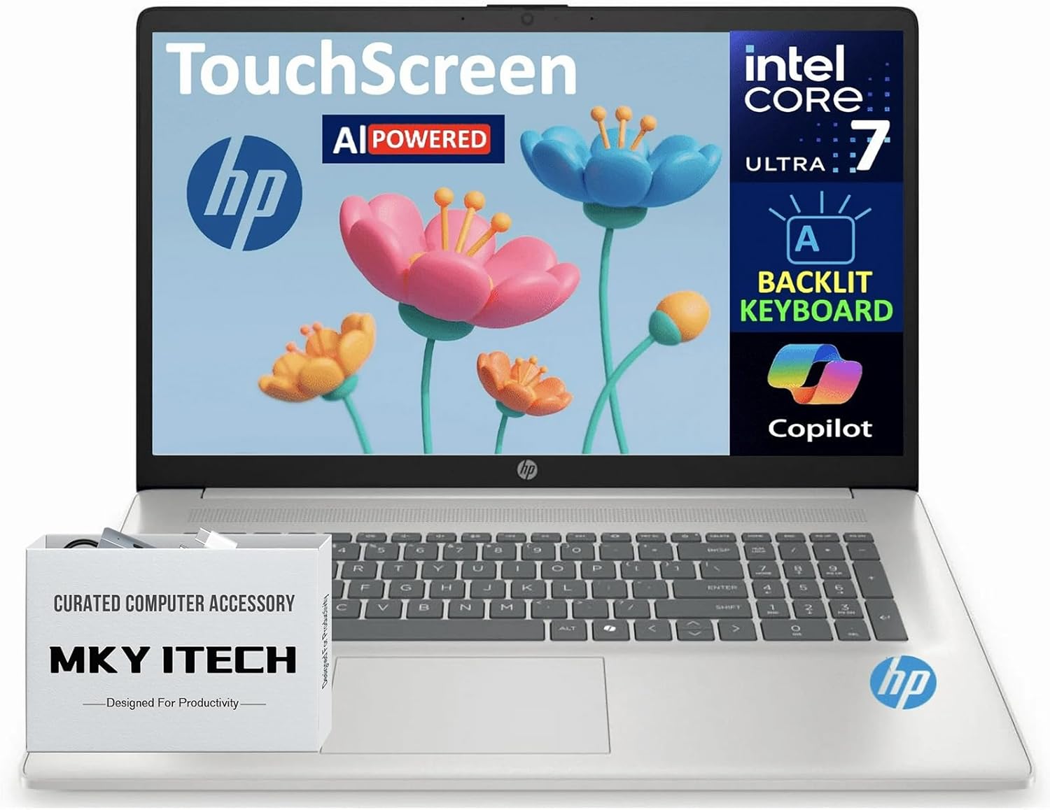 HP 17 Laptop Touchscreen Computer, 17.3″ HD+ IPS Touch Screen Business Laptop, Intel Core Ultra 7 (12 Cores, 14 Threads), 32GB DDR5 1TB SSD, Windows 11 Pro, Backlit Keyboard, Bluetooth 5.2, Wi-Fi 6
