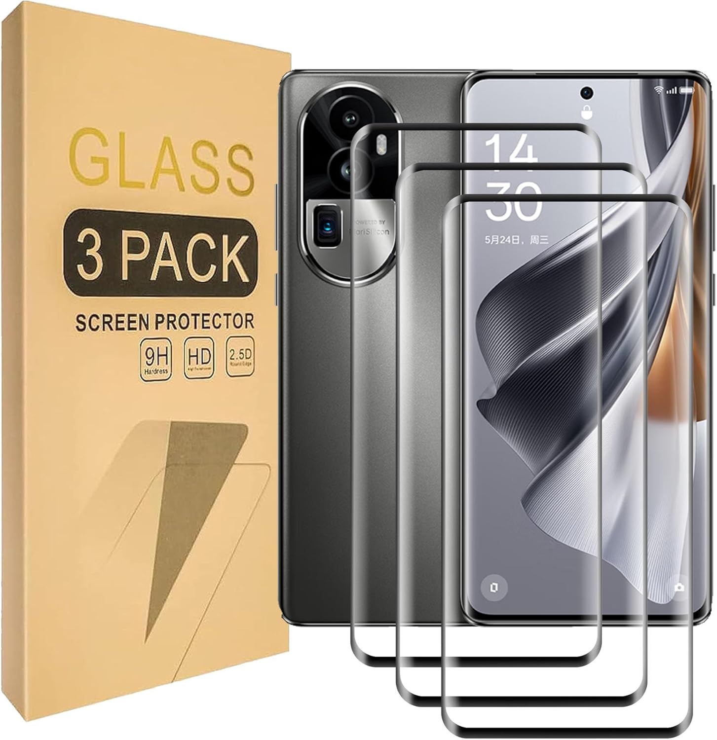 (3 Pack) Compatible for Oppo Reno 10/Reno 10 Pro Screen Protector Tempered Glass,Case Friendly 9H Hardness High definition Anti Scratch