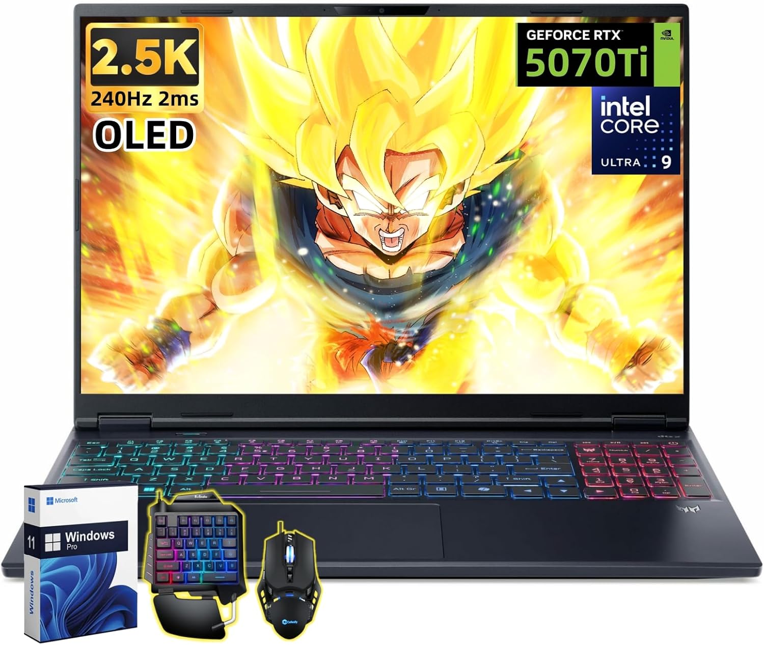 acer Predator Helios Neo 16S AI Gaming Laptop, NVIDIA RTX 5070 Ti 12GB GDDR7, 16″ 2.5K 240Hz OLED Display, Intel Ultra 9 275HX, RGB Backlit Keyboard, 32 GB DDR5, 2 TB SSD, Windows 11 Pro, Accessories