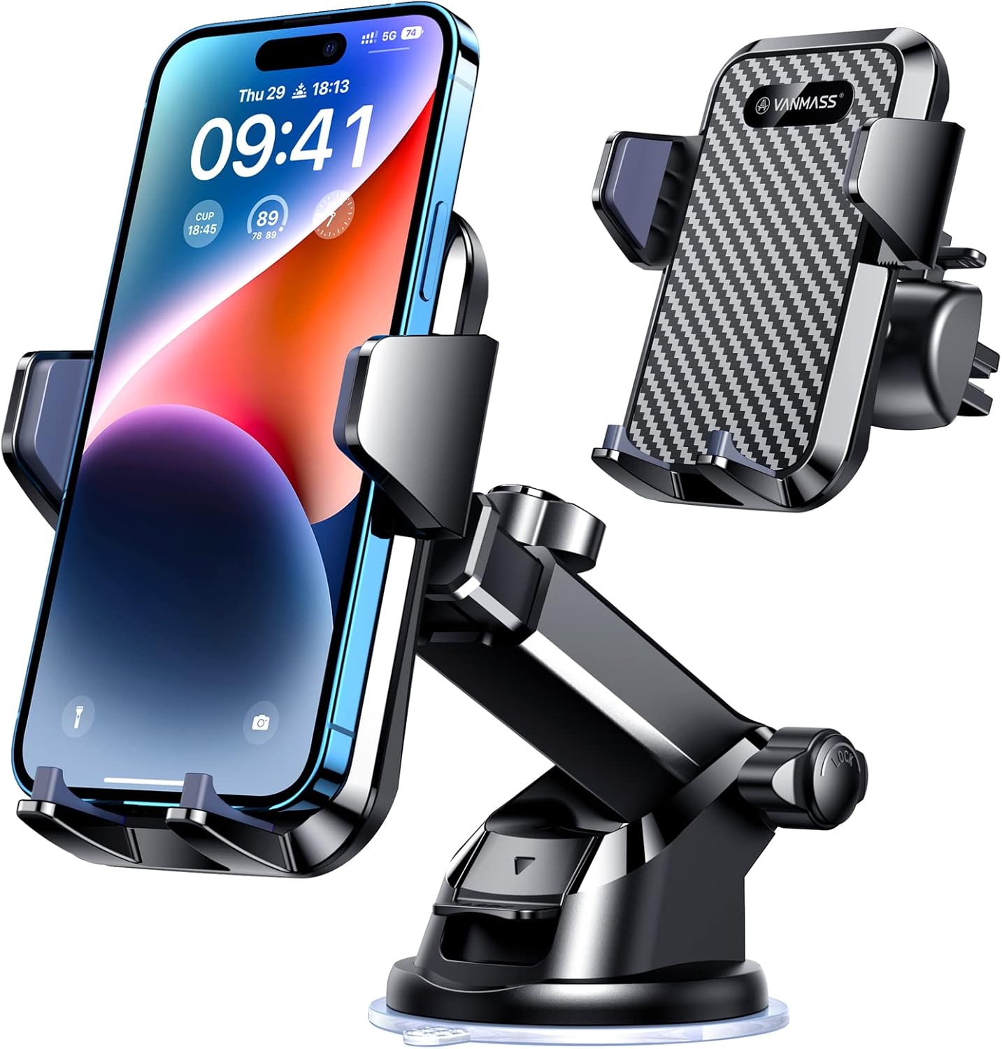 VANMASS【85+LBS Strongest Suction & Military-Grade 2026 Ultimate Car Phone Mount【Patent & Safety Certs】 Cell Phone Holder Truck for Dashboard Windshield Vent for iPhone 17 Pro Max 16 15 for Samsung