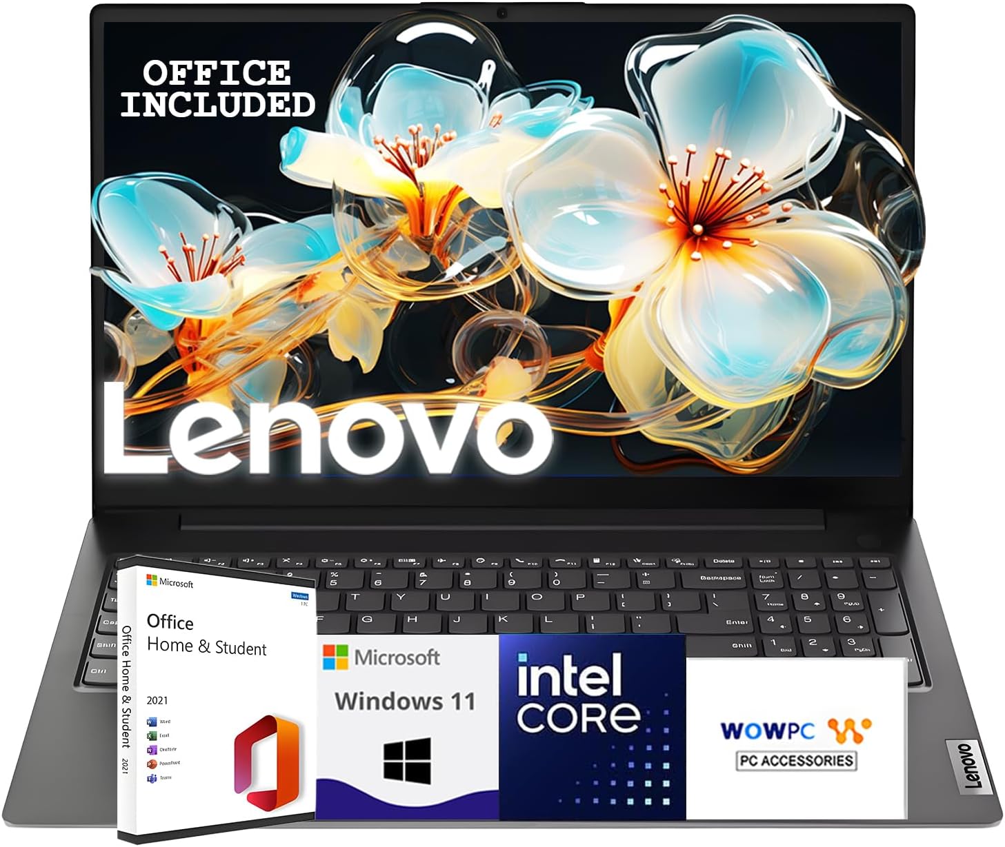 Lenovo 2025-2026 New Generation V15 Business and Student Laptop | 15.6″ FHD Display | Intel High-Performance CPU | 8GB RAM | 512GB SSD | Ultra-Quiet Design | Long Battery Life | Windows 11 | WOWPC