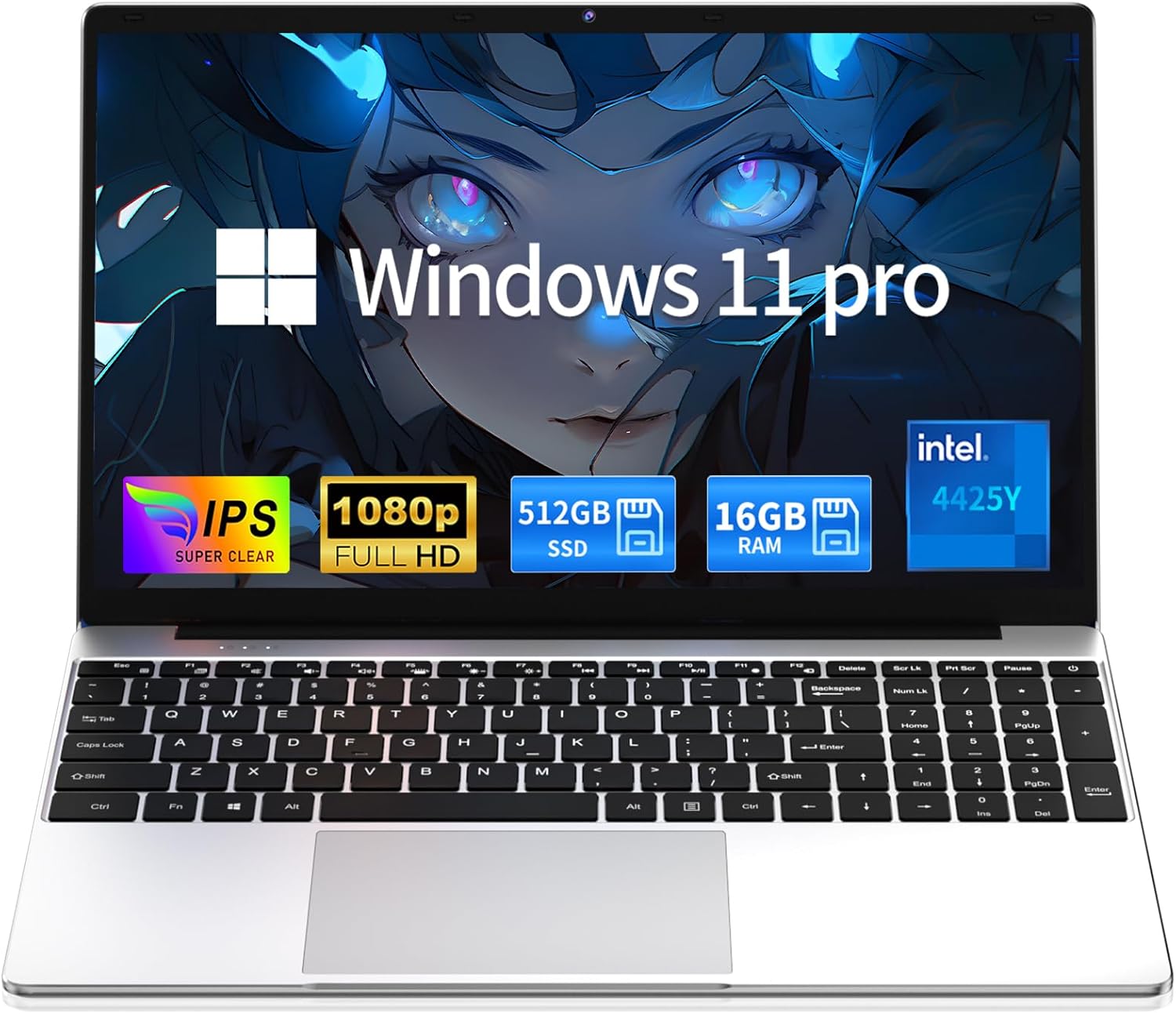 MOONFISH Laptop Computer 2026, 15.6 Inch Lap Top Pc Window 11 Pro, 16GB RAM 512GB SSD, Pentium 4425Y Processor, FHD 1920 * 1080, Office 365, Business, Student