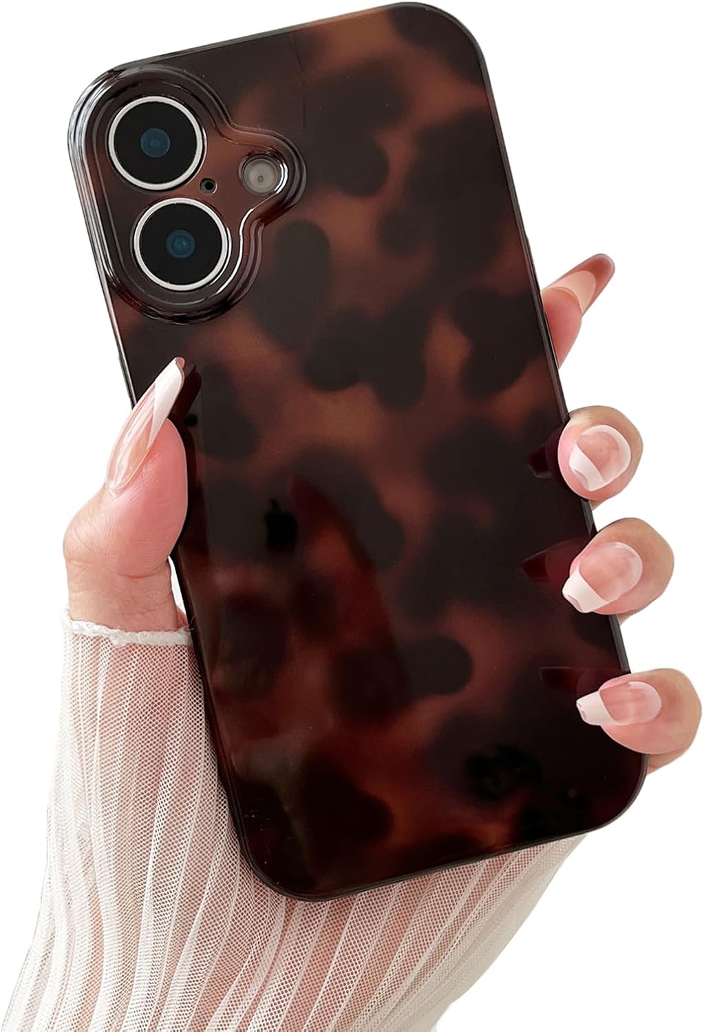 Compatible with for iPhone 16 Case, Tortoise Shell Chic Amber Brown Print Leopard, Classic Soft TPU Protective Shockproof Case for iPhone 16 6.1 ”Color2