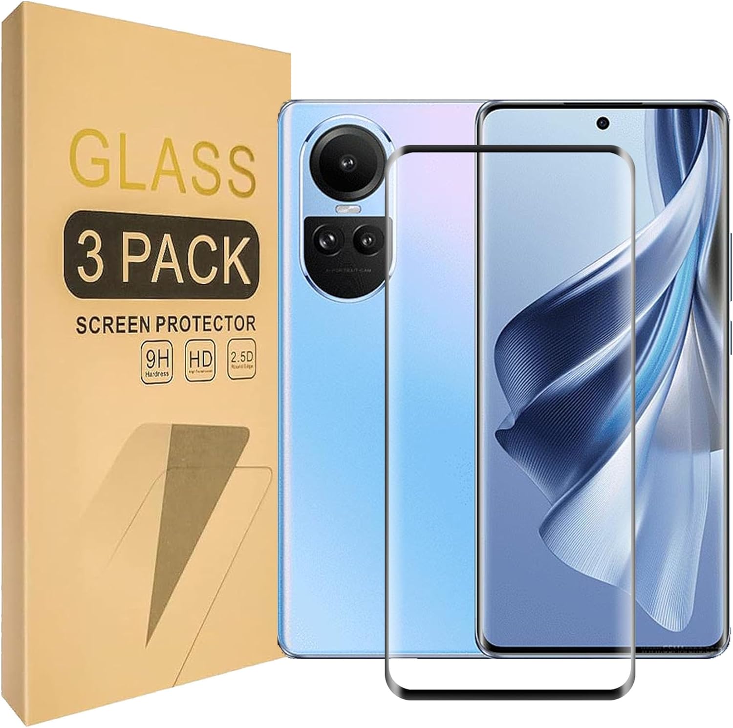 (3 Pack) Compatible for Oppo Reno10/Reno10 Pro/Reno10 Pro Plus Screen Protector Tempered Glass,Case Friendly [9H Hardness][High definition Anti Scratch]