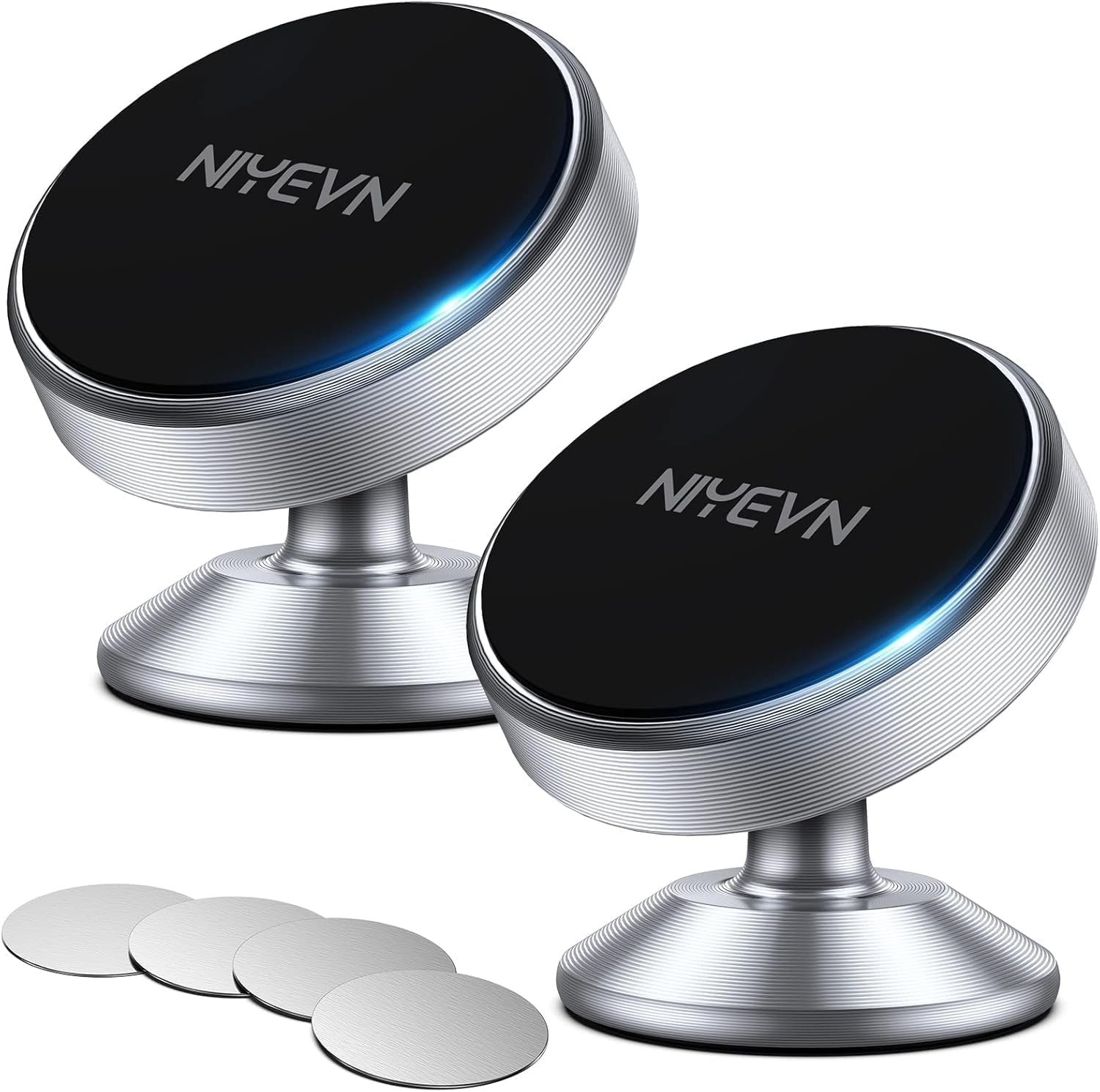 2 Pack Magnetic Phone Holder for Car, [ Strong Magnet ] Magnetic Phone Holder, Dashboard Phone Holder Mount 360 Adjustable, Car Mount for iPhone Samsung etc All Smartphones, Sliver