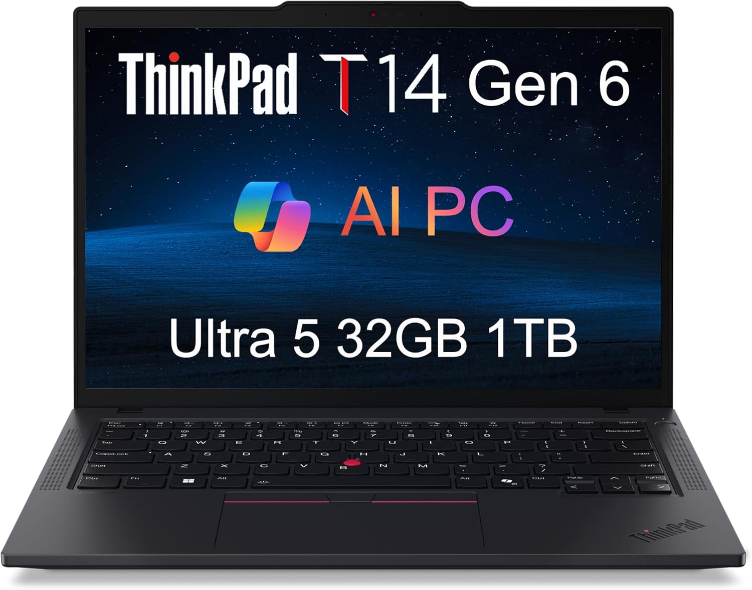 Lenovo ThinkPad T14 Gen 6 Business Laptop (14″ FHD+, Intel 12-Core Ultra 5 225U (> Ultra 7 155U), 32GB DDR5 RAM, 1TB SSD), Backlit, Fingerprint Reader, 5MP Webcam, Thunderbolt 4, Win 11 Pro, AI PC
