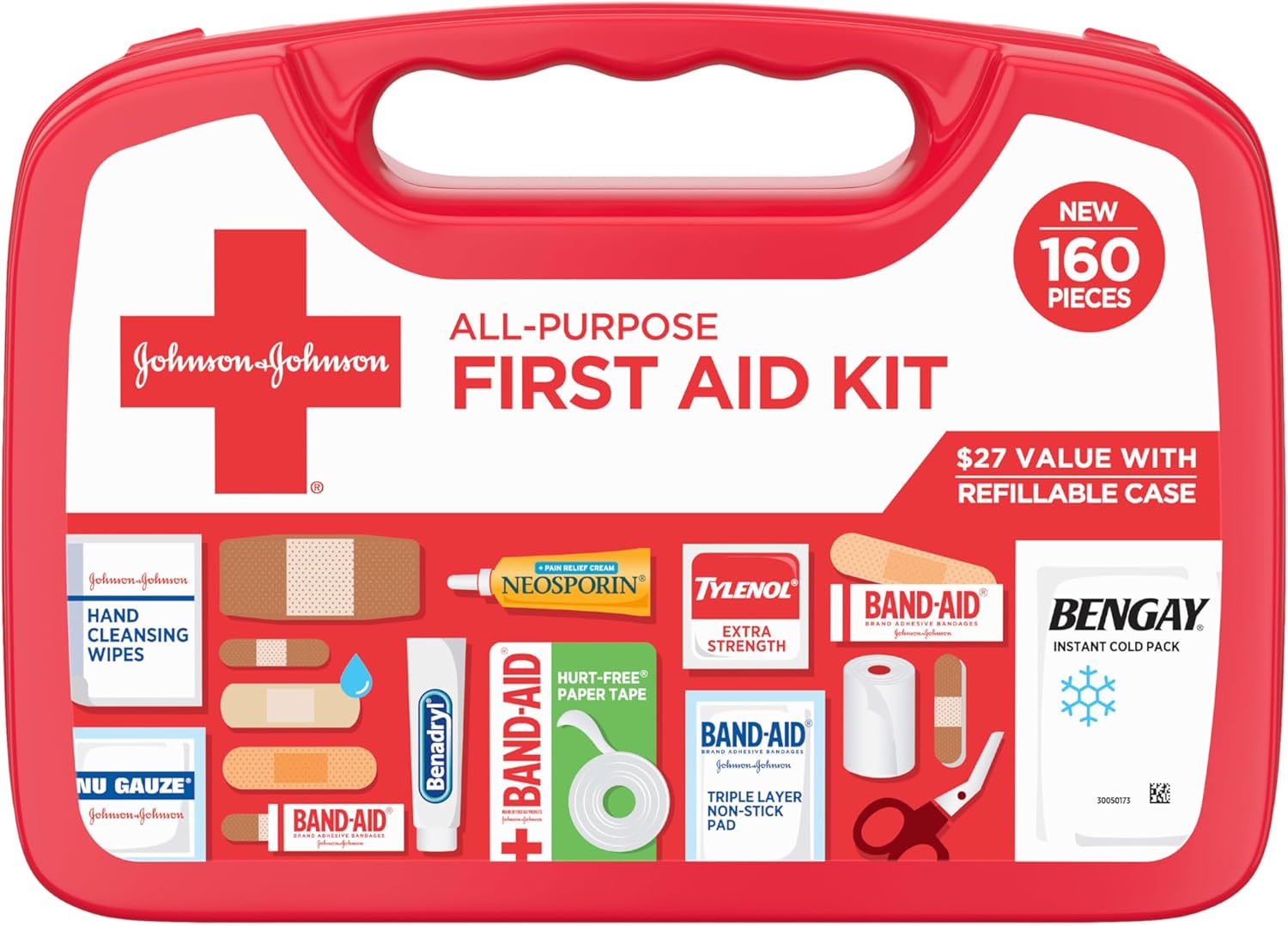 All-Purpose Portable Compact First Aid Kit for Minor Cuts, Scrapes, Sprains & Burns, Perfect for Home, Car, Travel, Camping Essentials & Outdoor Emergency Kit, 160 Piece